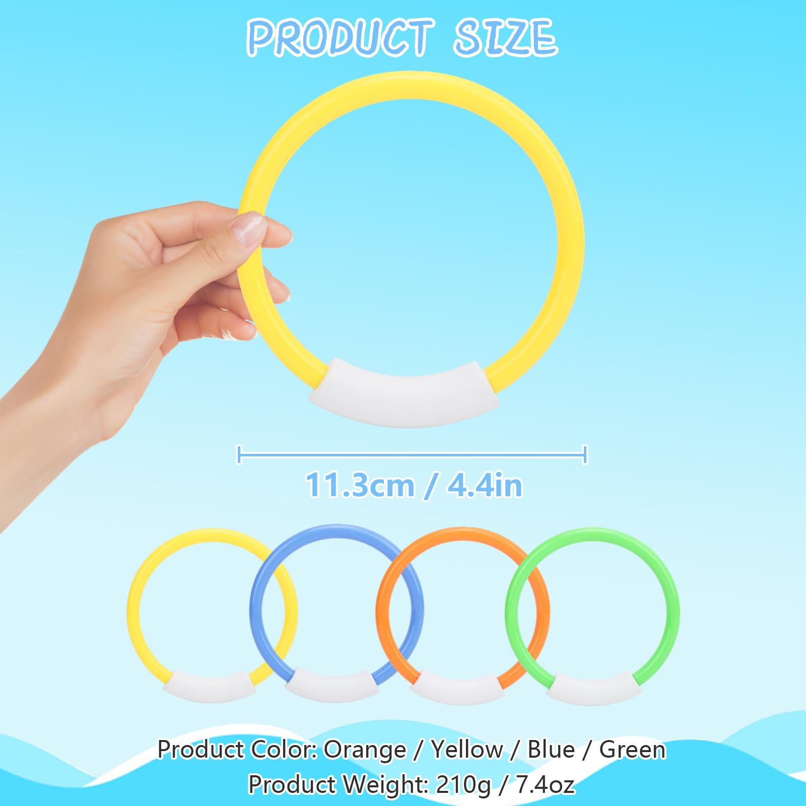 4pcs Colorful Pool Dive Rings - Underwater Swimming Toys for Kids & Adults - Fun Water Diving Game Set for Pool Parties, Speed Training & Agility Practice - Perfect for Summer Pool Games & Swimming Lessons
