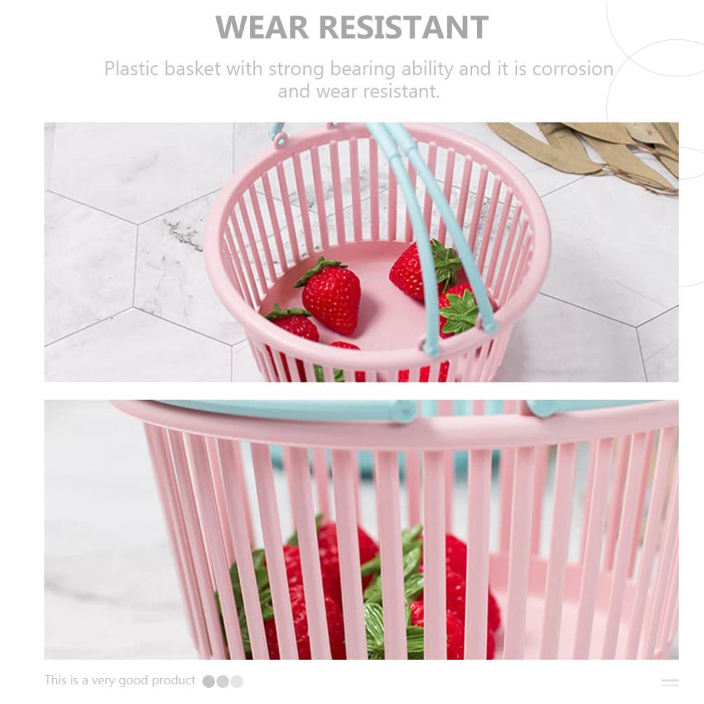 Cabilock 3-Piece Pink PP Mesh Storage Basket Set - Mini Round Shower Containers for Bathroom, Kids Toys, Egg Storage & Outdoor Play - Durable Plastic Organizer for Home, Kitchen & Travel Use