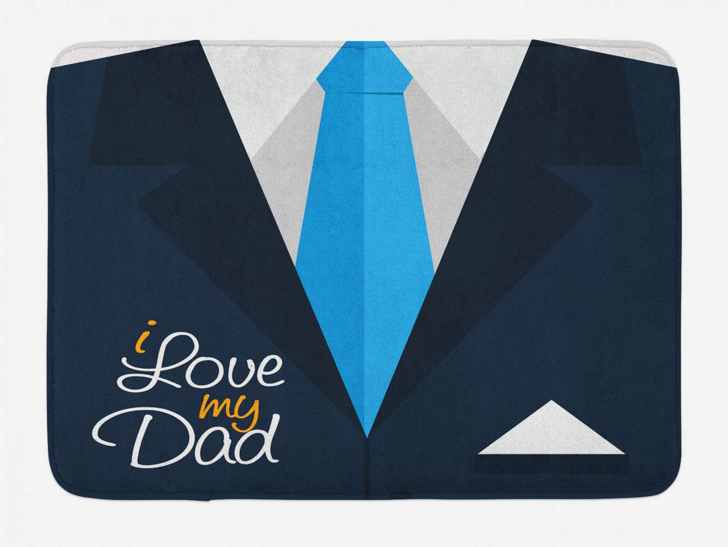 Ambesonne Father's Day Gift - Plush Non-Slip Bath Mat with 'I Love My Dad' Calligraphy & Suit Tie Design, 30.2 x 20 Inches, Grey Sky - Perfect for Bathroom Decor, Dad's Birthday & Anniversary Gifts