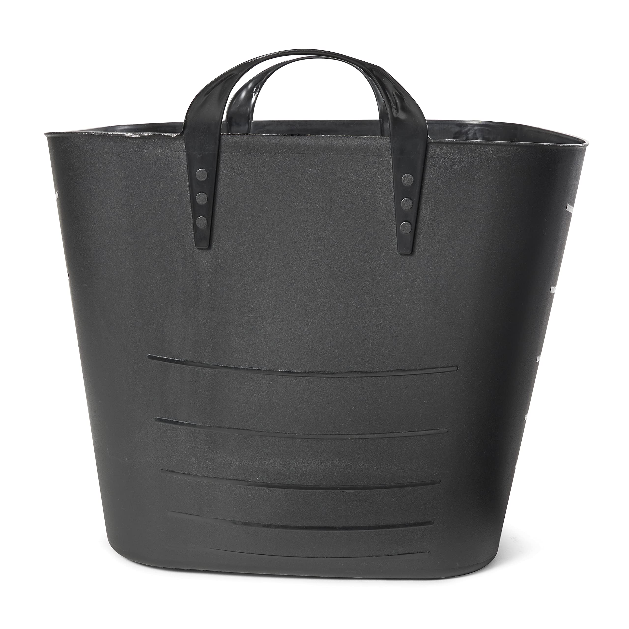 25L/6.6 Gallon Flexible Plastic Storage Bins with Handles - 12 Pack Black Collapsible Tote Baskets for Home Organization, Laundry, Pantry & Closet Storage - Durable Multi-Purpose Container for Kitchen, Bathroom & Garage