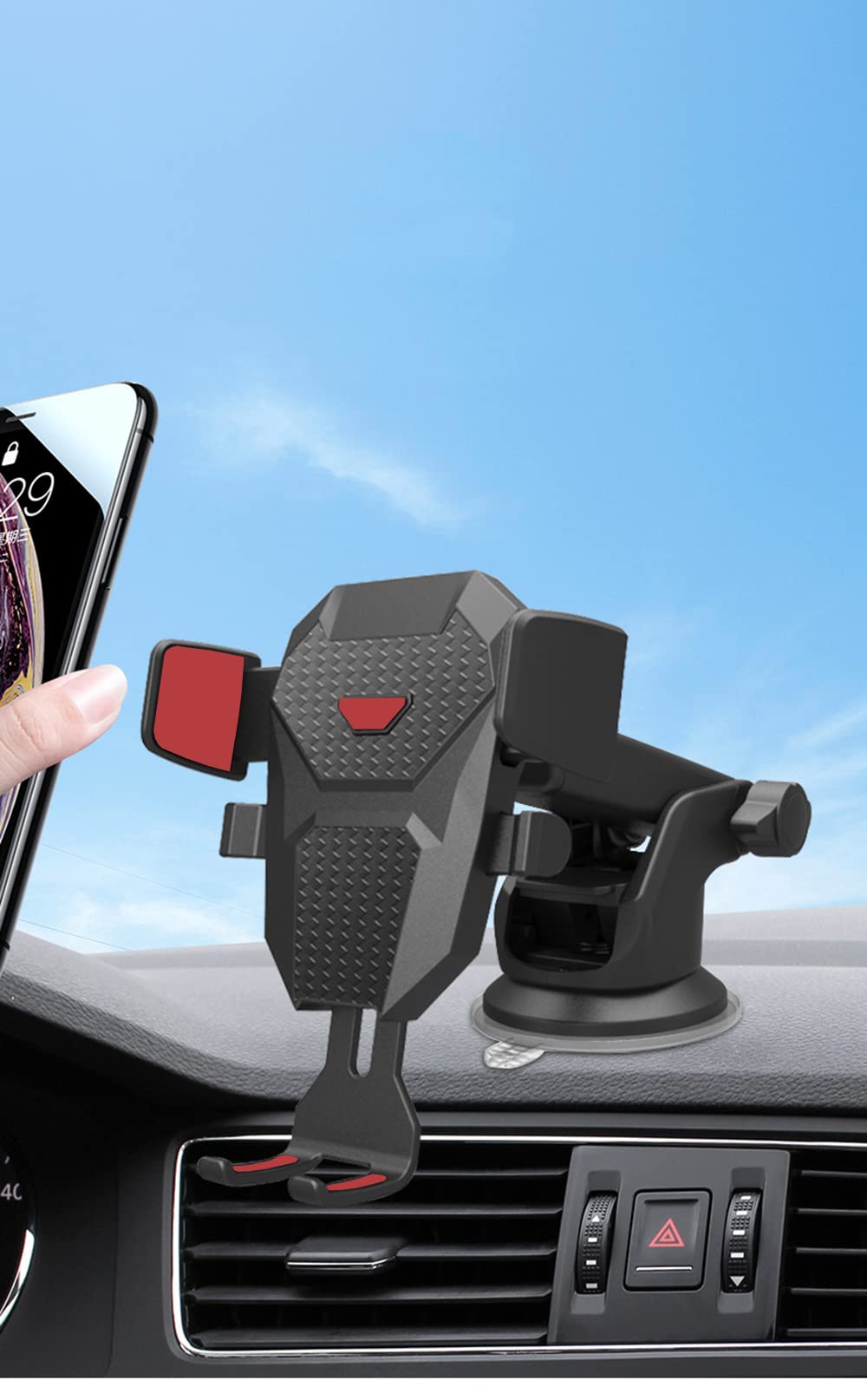 Universal Car Phone Holder Mount - Dashboard & Windscreen Car Accessories for iPhone, Samsung, Google Pixel - Perfect for GPS Navigation, Hands-Free Calling & Road Trips