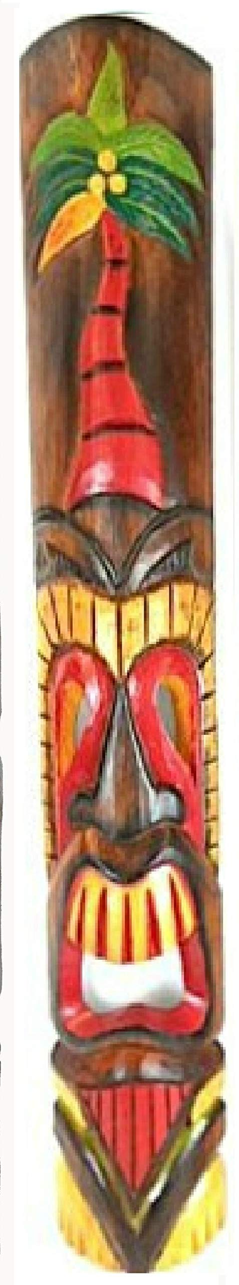 40 Inch Hand Carved Polynesian Tiki Bar Mask - Authentic Wooden Hawaiian Wall Decor for Home, Bar & Outdoor Spaces - Perfect for Tiki Bars, Patios, Bathrooms & Pool Areas - Unique Tropical Gift for Home Decor & Kids Rooms