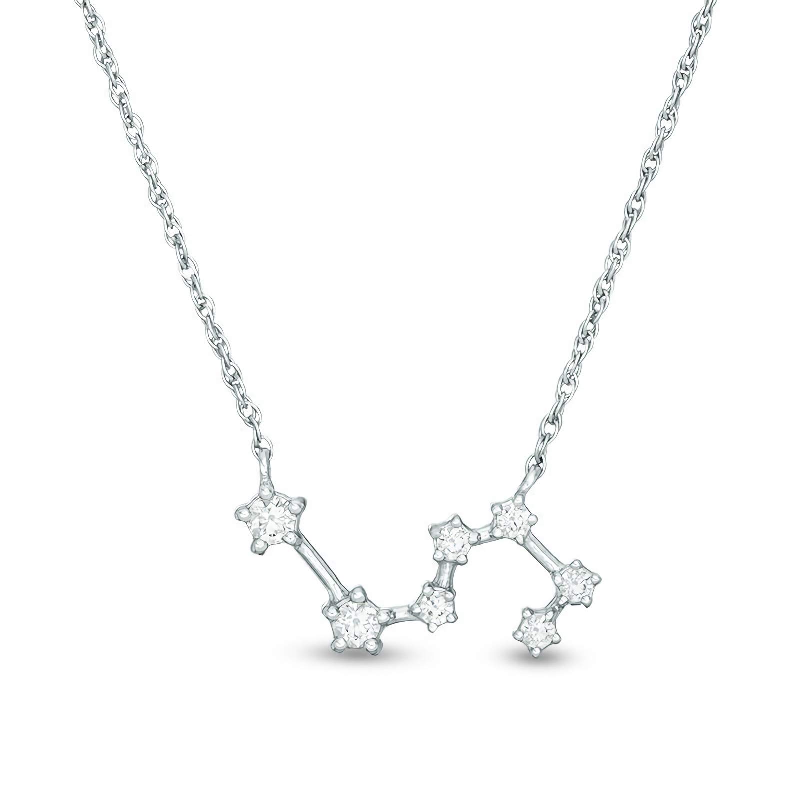 14K & 18K Solid Gold Zodiac Necklace with Moissanite - Constellation Pendant Necklace for Women - 18