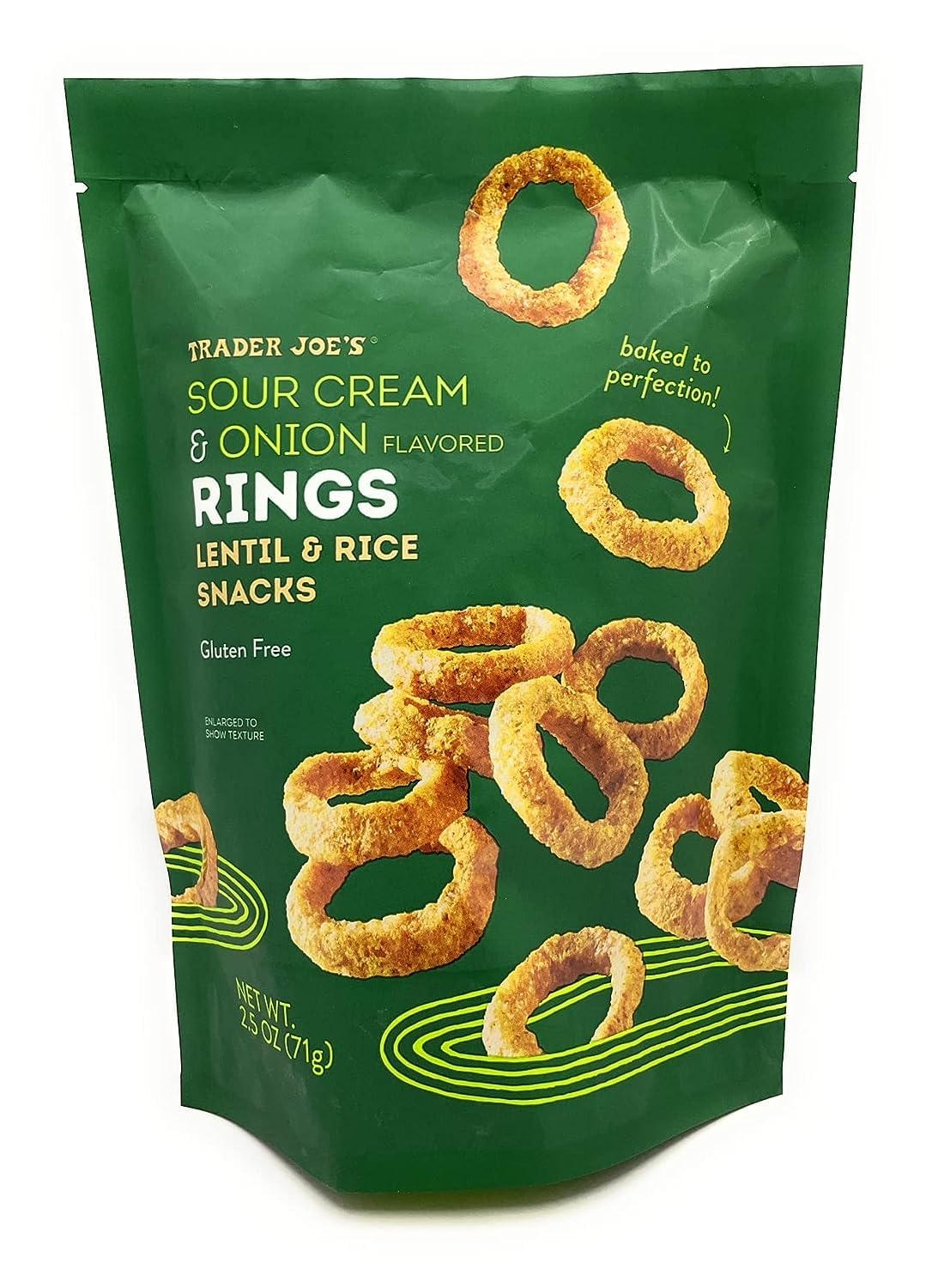 Trader Joe's Gluten Free Sour Cream & Onion Flavored Lentil & Rice Rings Snacks - Crunchy Vegan Chips for Parties, Movie Nights & Healthy On-the-Go Snacking (Pack of 1)