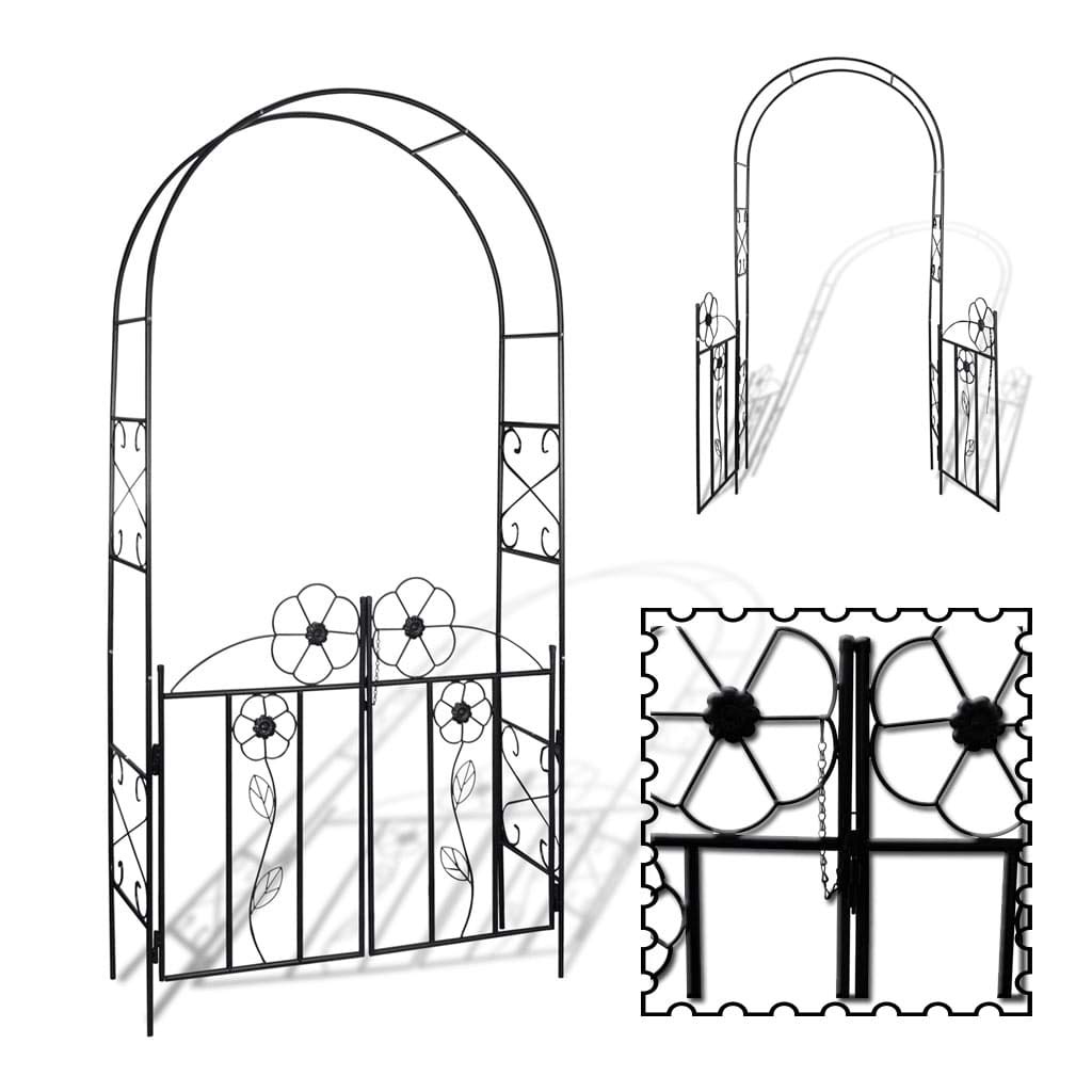 Wrought Iron Garden Arch Door - Elegant Outdoor Wedding Arbor, Garden Trellis for Climbing Plants, Perfect for Backyard, Patio, and Vineyard Decor