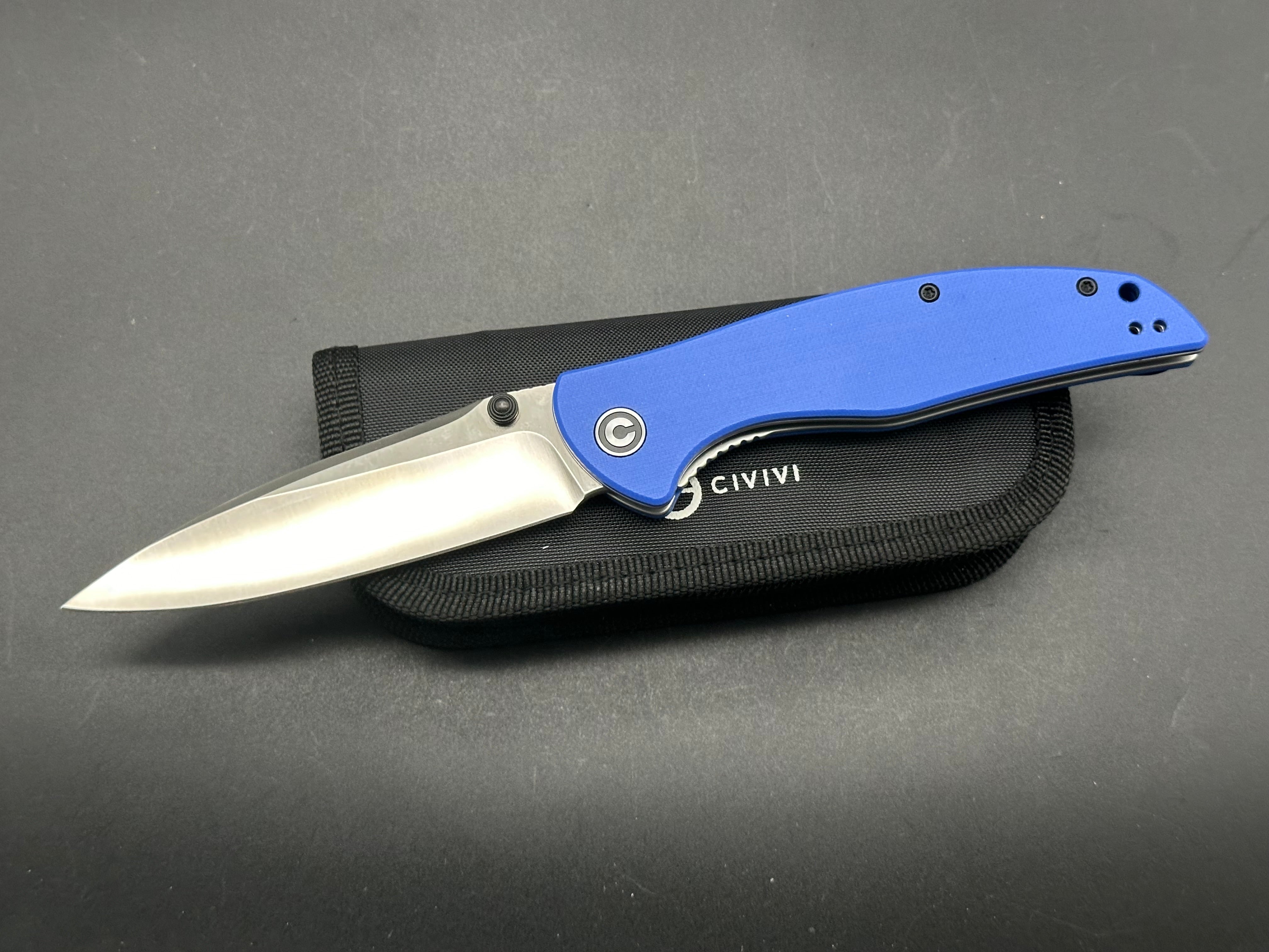 CIVIVI Governor Liner Lock Pocket Knife - Blue G10 Handle, Plain D2 Blade (Model C911B) | EDC Folding Knife for Camping, Hiking & Outdoor Survival