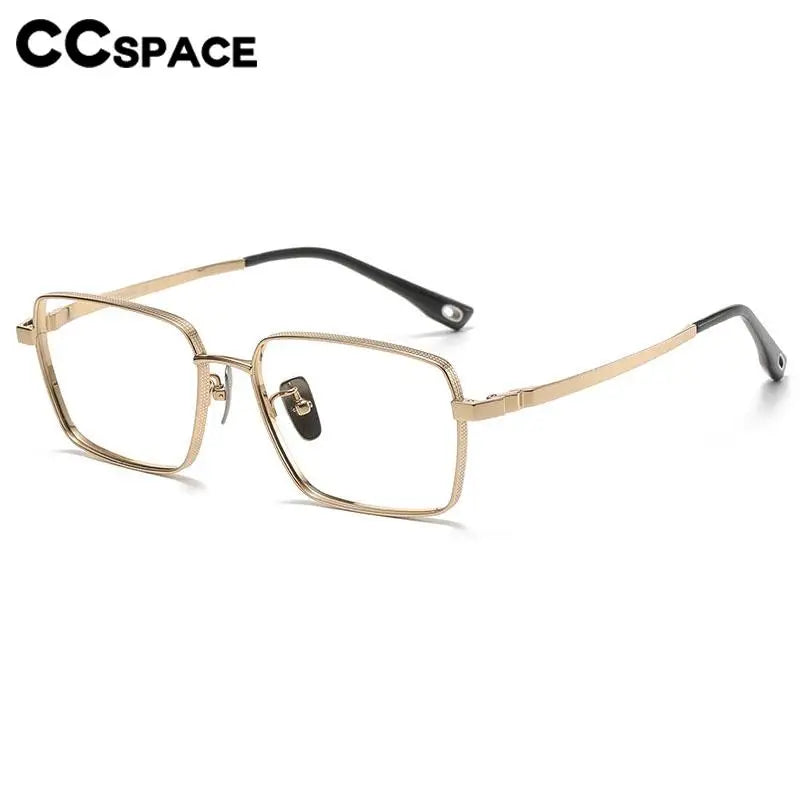 CCspace Men's Full Rim Square Titanium Eyeglasses Frame 57207 - Lightweight Durable Glasses for Work, Reading & Fashion
