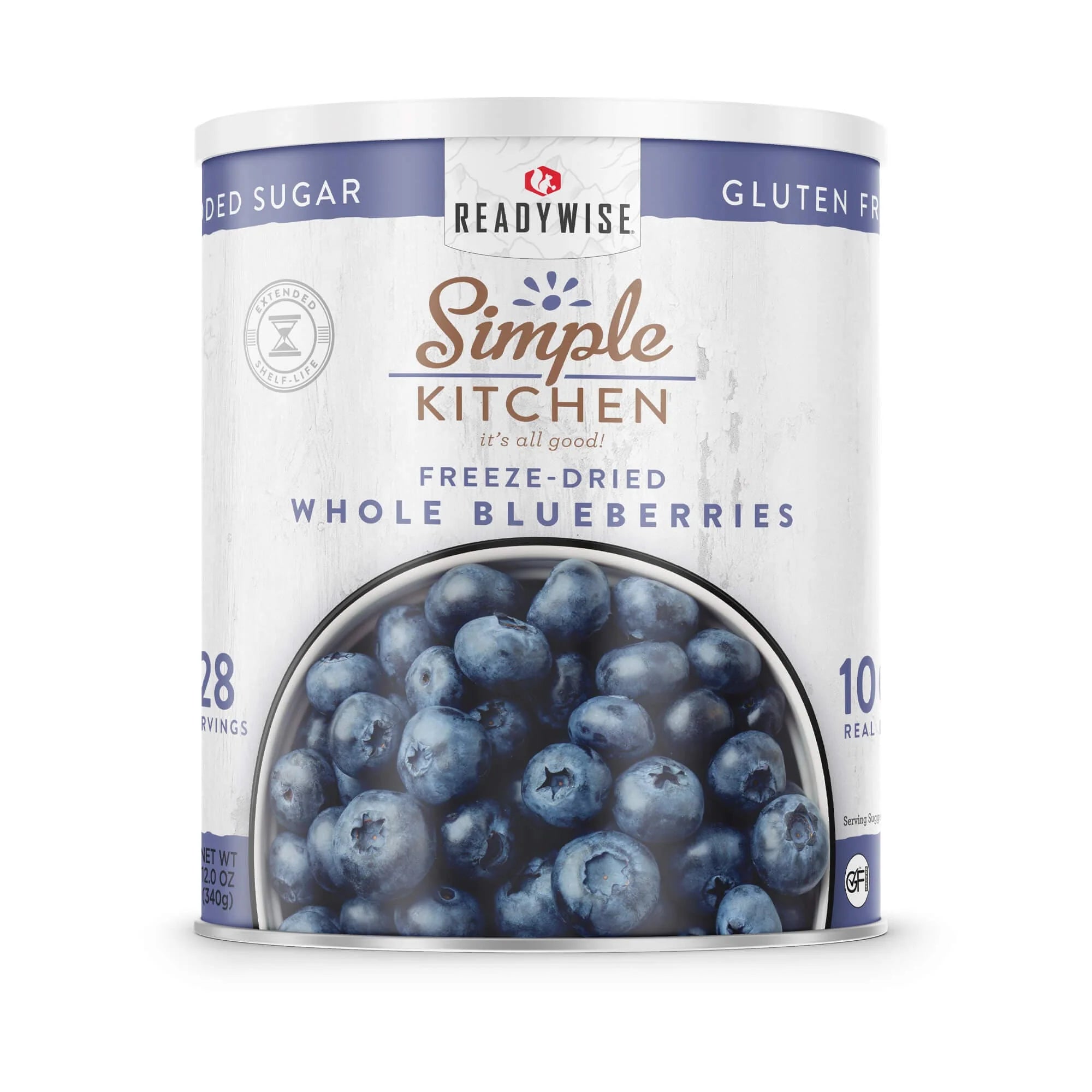 ReadyWise Simple Kitchen Freeze Dried Whole Blueberries - 28 Servings Can | Long Shelf Life Emergency Food & Camping Snacks | Perfect for Hiking, Survival Kits & Healthy Breakfast Toppings