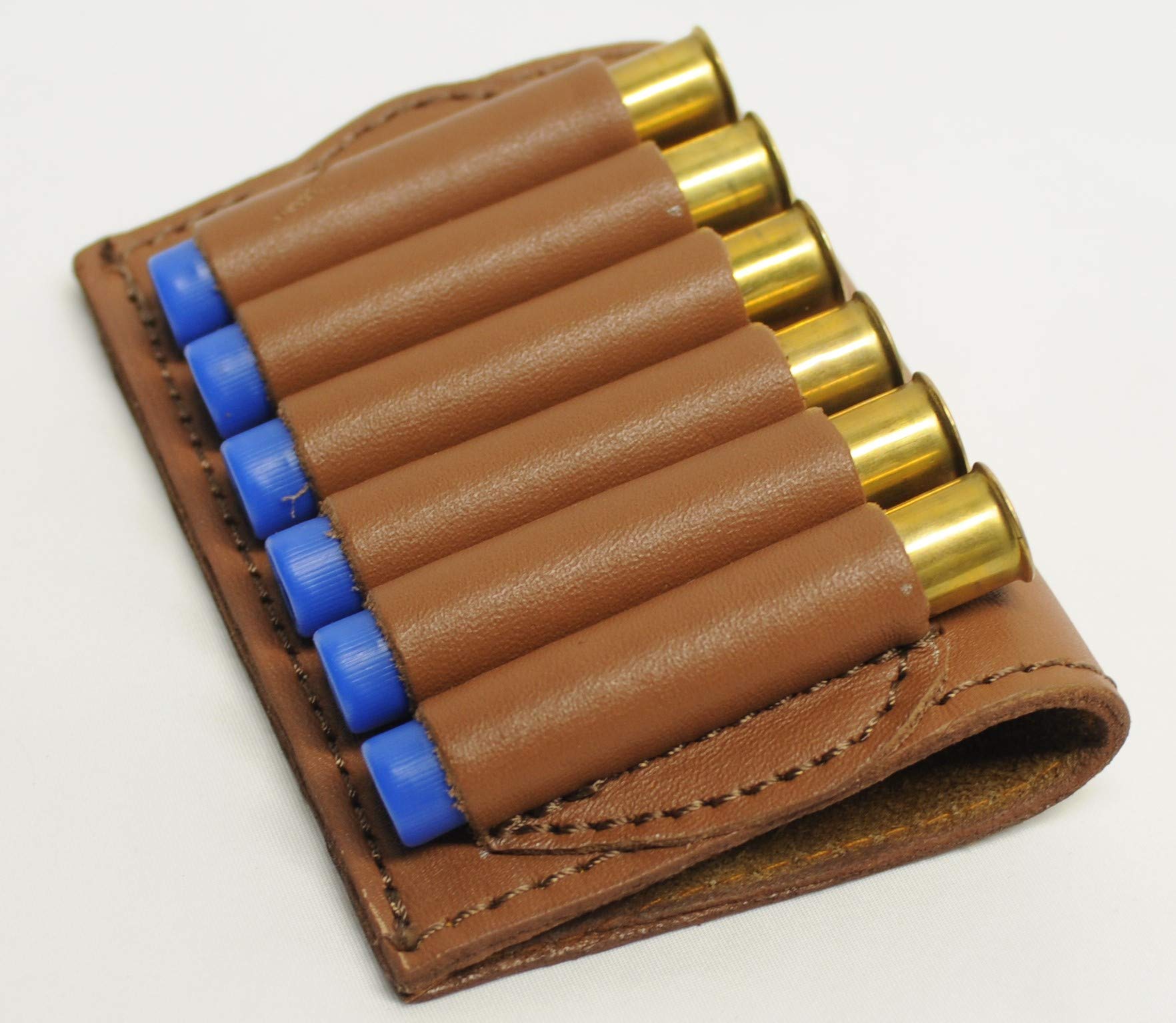 410 Gauge Leather Shotgun Shell Belt Holder - Tan Ammo Cartridge Pouch for Hunting, Shooting & Outdoor Activities