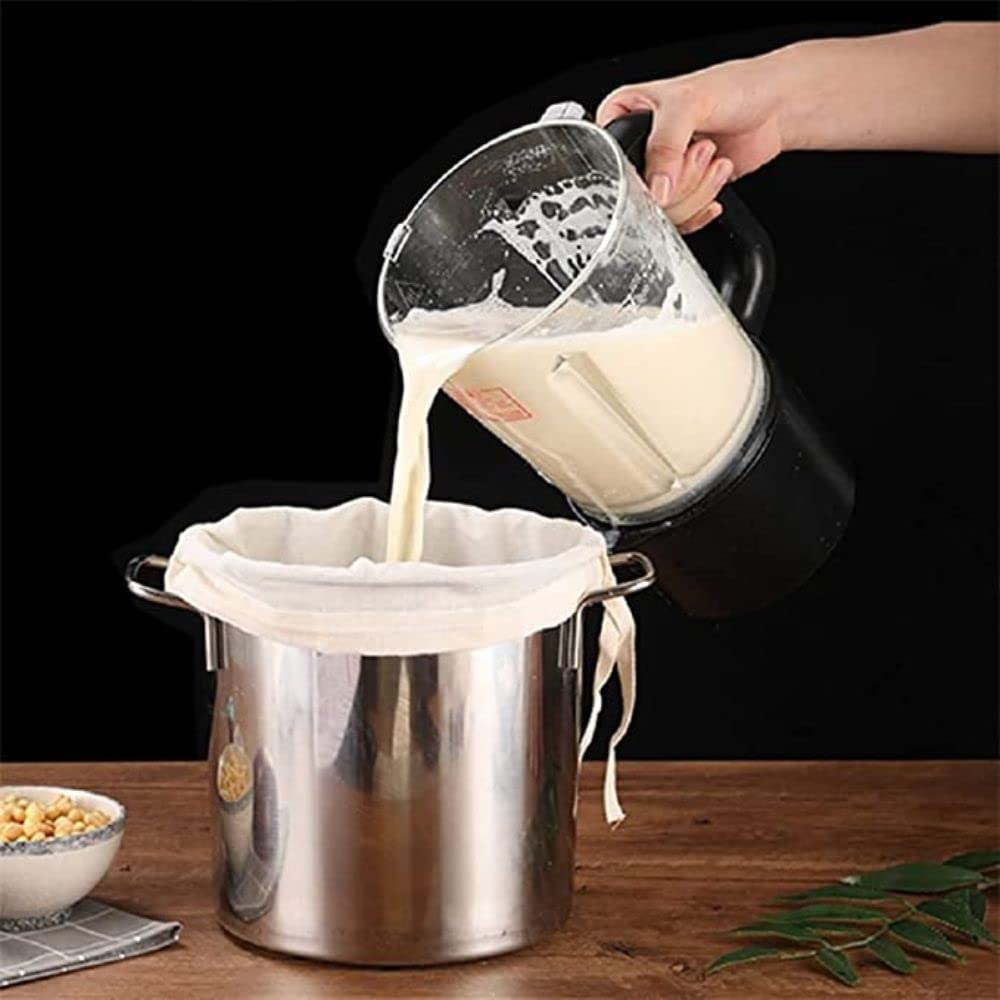 Premium Food Grade Soy Milk Filter Bags - 3 Pack Fine Mesh Cheesecloth for Nut Milk, Yogurt & Tofu Making | Reusable & Washable White Cloth Strainer | DIY Kitchen Essentials for Vegan & Organic Recipes