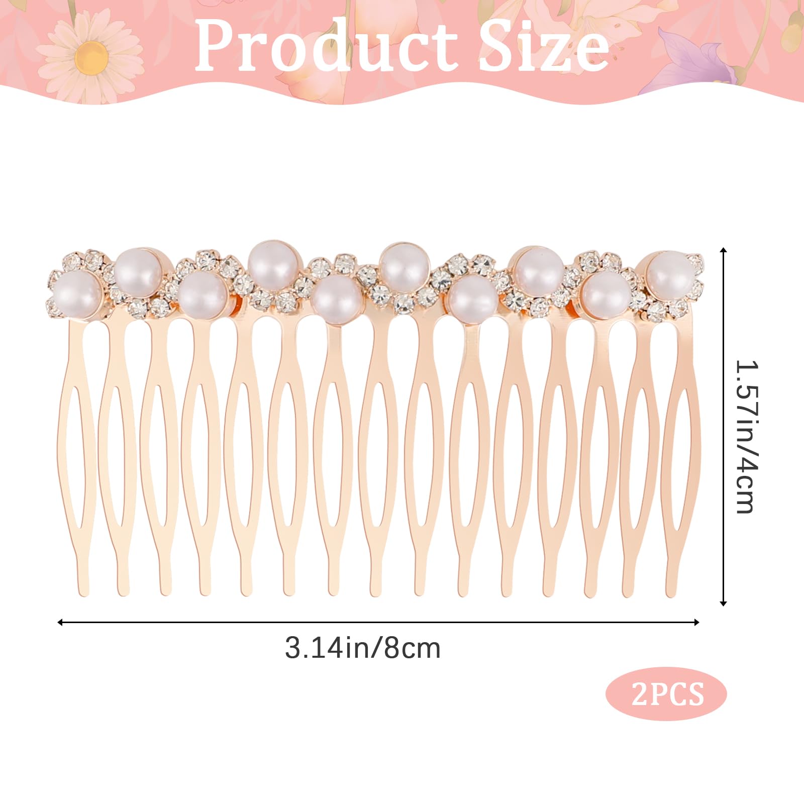 2 Pcs Elegant Pearl, Rhinestone & Crystal Hair Combs - Wedding Bridal Hair Accessories for Women & Girls - Perfect for Bridal Showers, Prom, Pageants & Special Occasions