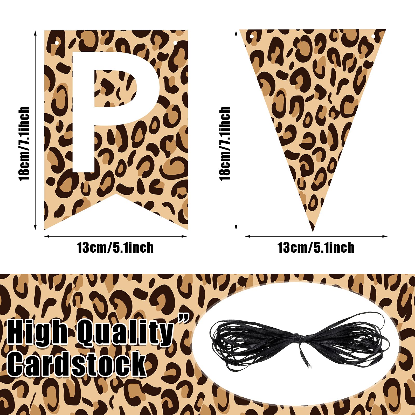 Leopard Print Happy Birthday Banner - Cheetah Print Pennant Banner for Jungle Safari Theme Party Decorations | Perfect for Baby Showers, Birthday Parties & Wild Animal Print Celebrations