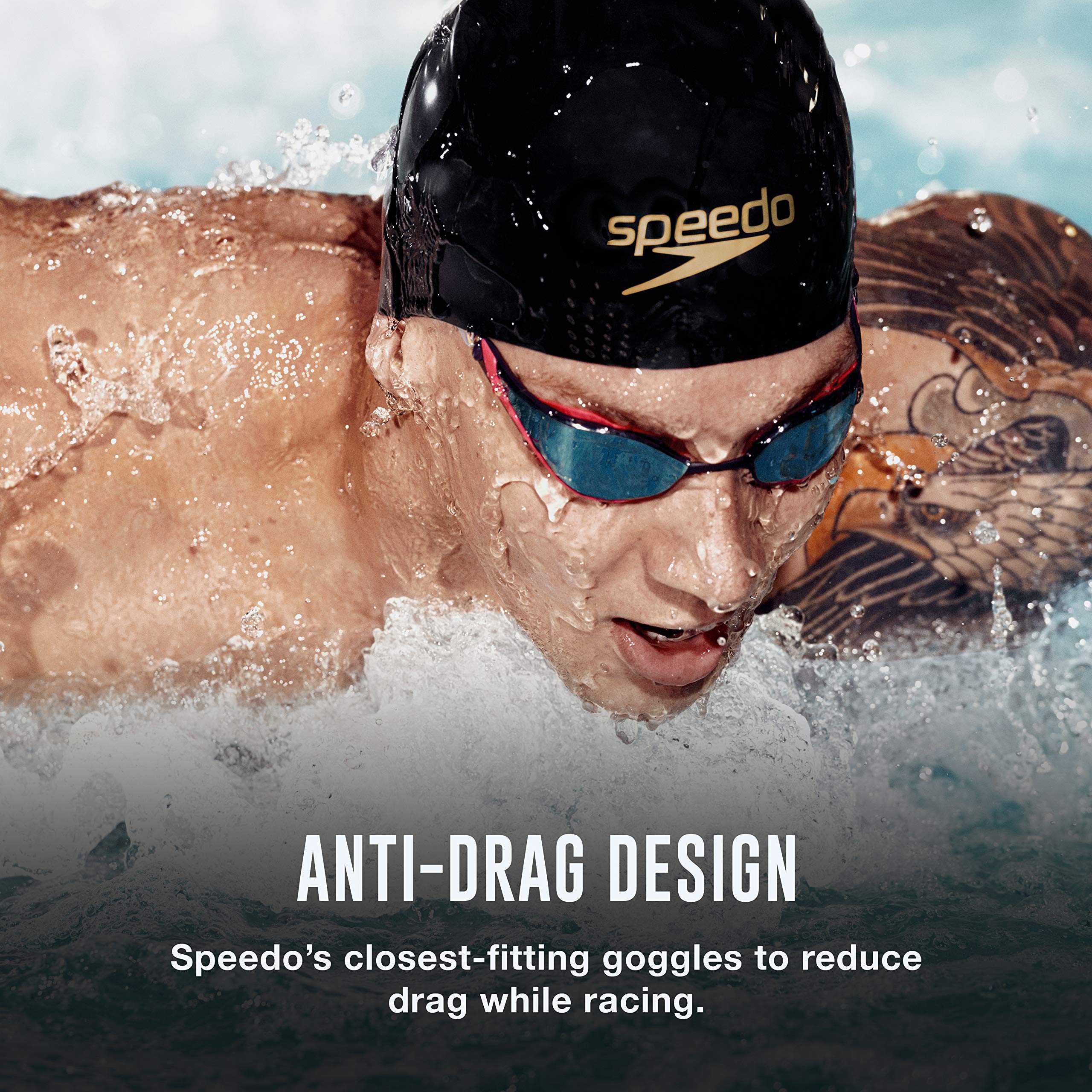 Speedo Unisex Adult Mirrored Fastskin Pure Focus Swim Goggles - UV Protection & Anti-Fog for Competitive Swimming, Triathlon & Pool Training