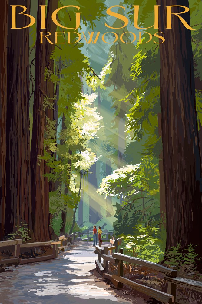 Big Sur California Scenic Pathway & Hikers Wall Art - 12x18 Premium Metal Print for Home & Office Decor | Perfect for Living Room, Bedroom & Outdoor Enthusiast Gifts