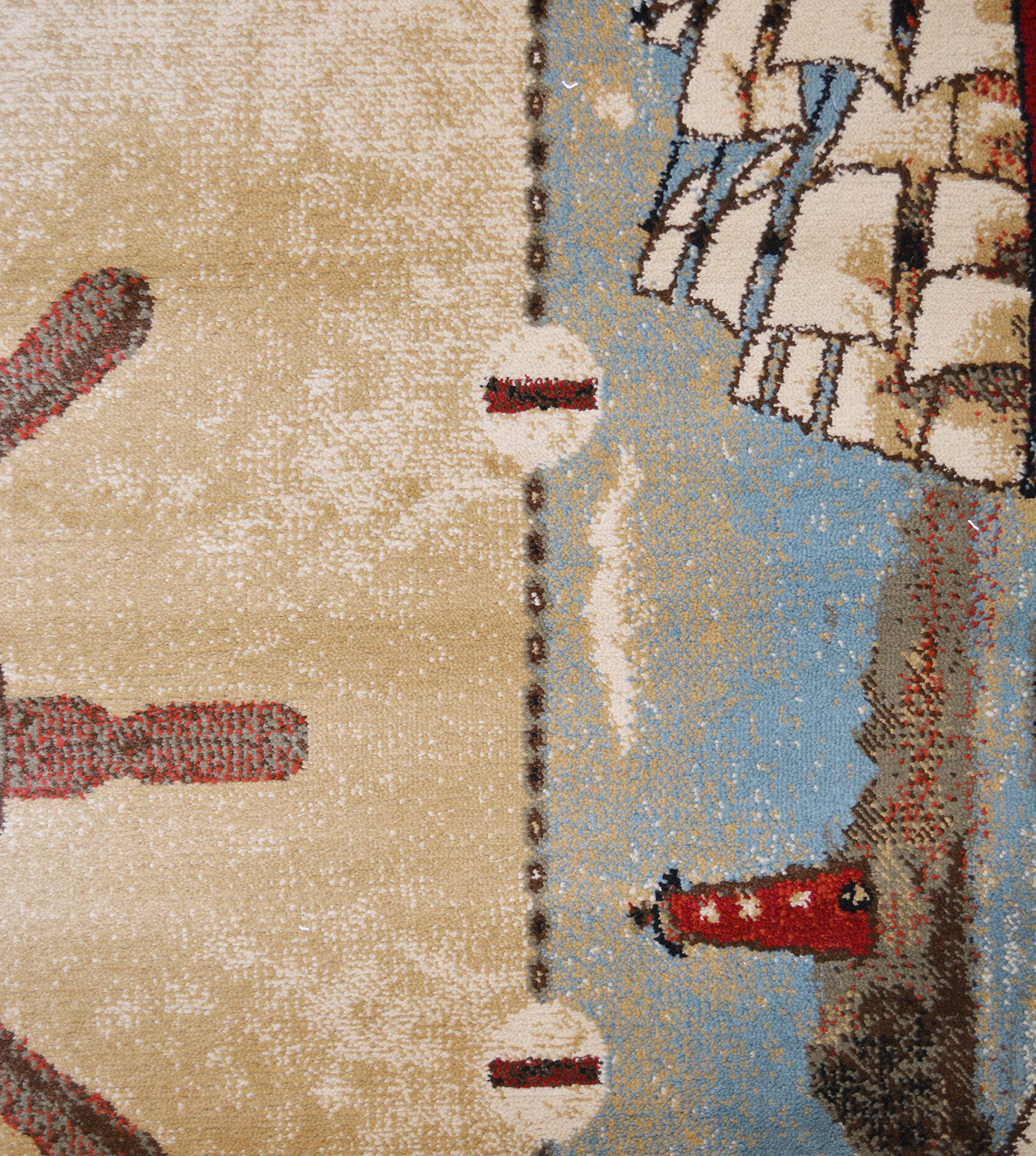 Coastal Sailboat Area Rug - Blue Nautical Design 7'10