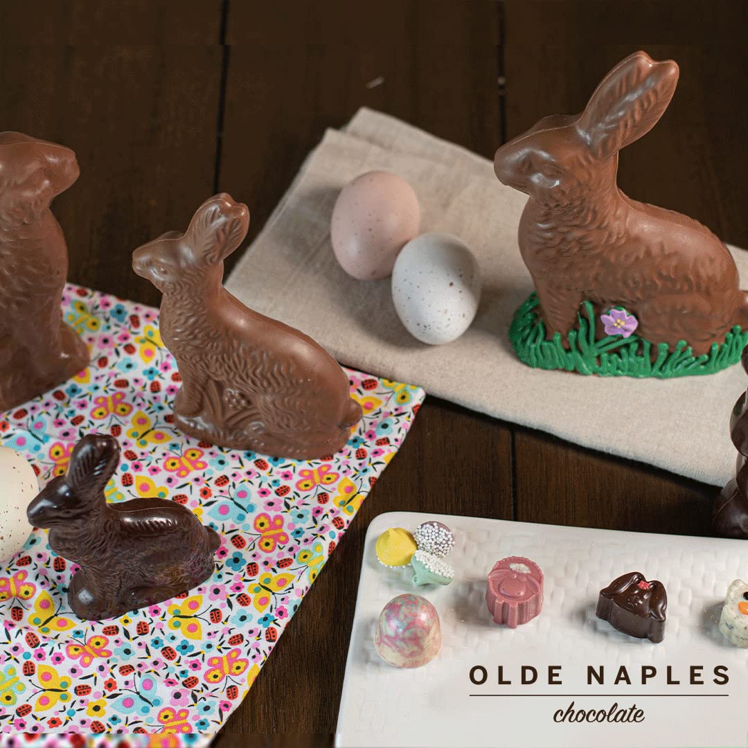 Olde Naples Chocolate Happy Easter Bunny - 1 LB Solid Milk Chocolate Rabbit Candy Gift (16 oz) | Easter Basket Stuffers, Party Favors & Holiday Treats