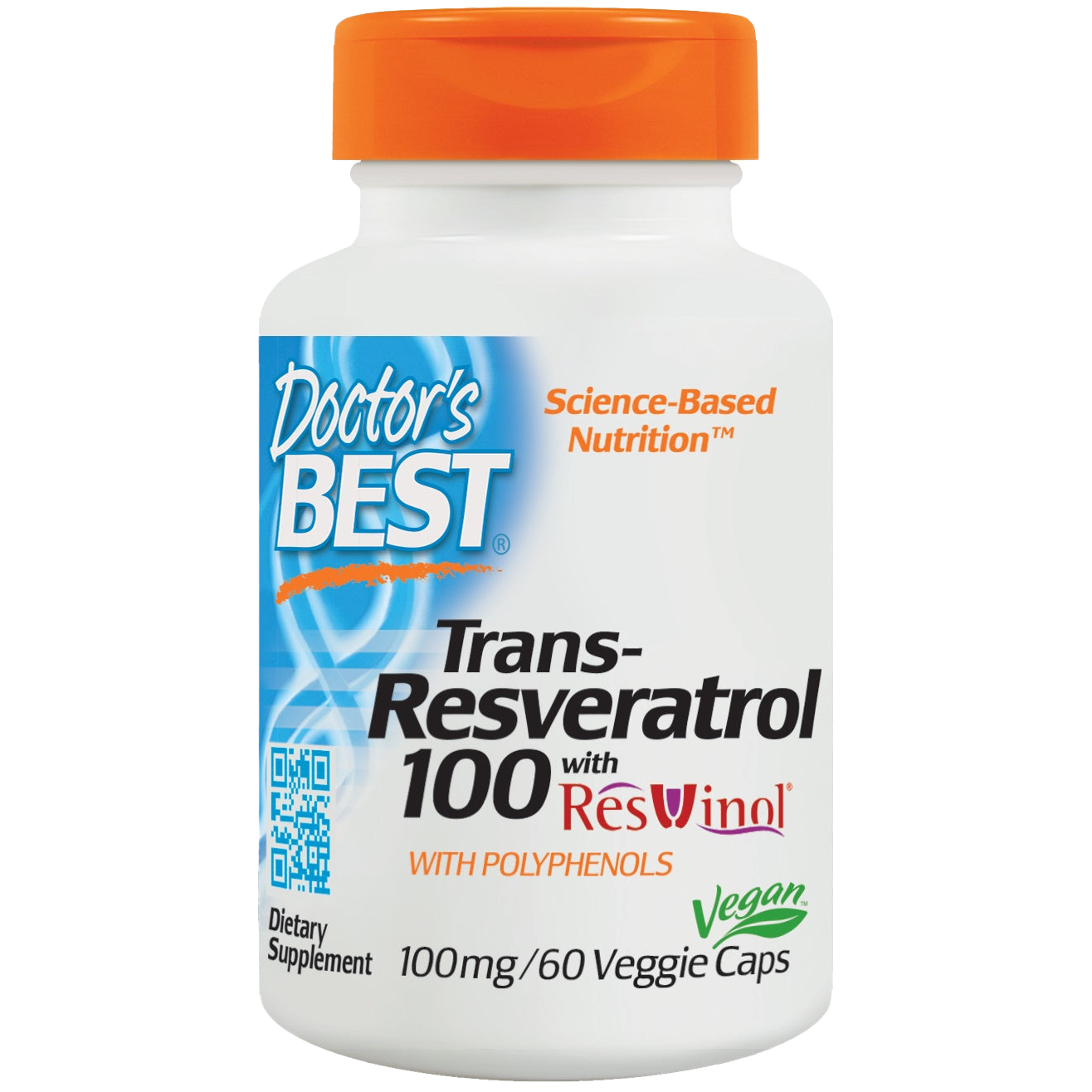Doctor's Best Trans Resveratrol with ResVinol 25 - 100mg Resveratrol Supplement (60 Vegan Capsules) for Heart Health & Anti-Aging - Supports Cellular Function & Antioxidant Protection