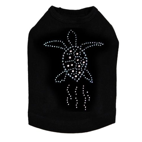Stylish Blue Sea Turtle Rhinestone Dog Tank Top - Multiple Colors for Small & Medium Dogs - Perfect for Beach Outings & Summer Walks