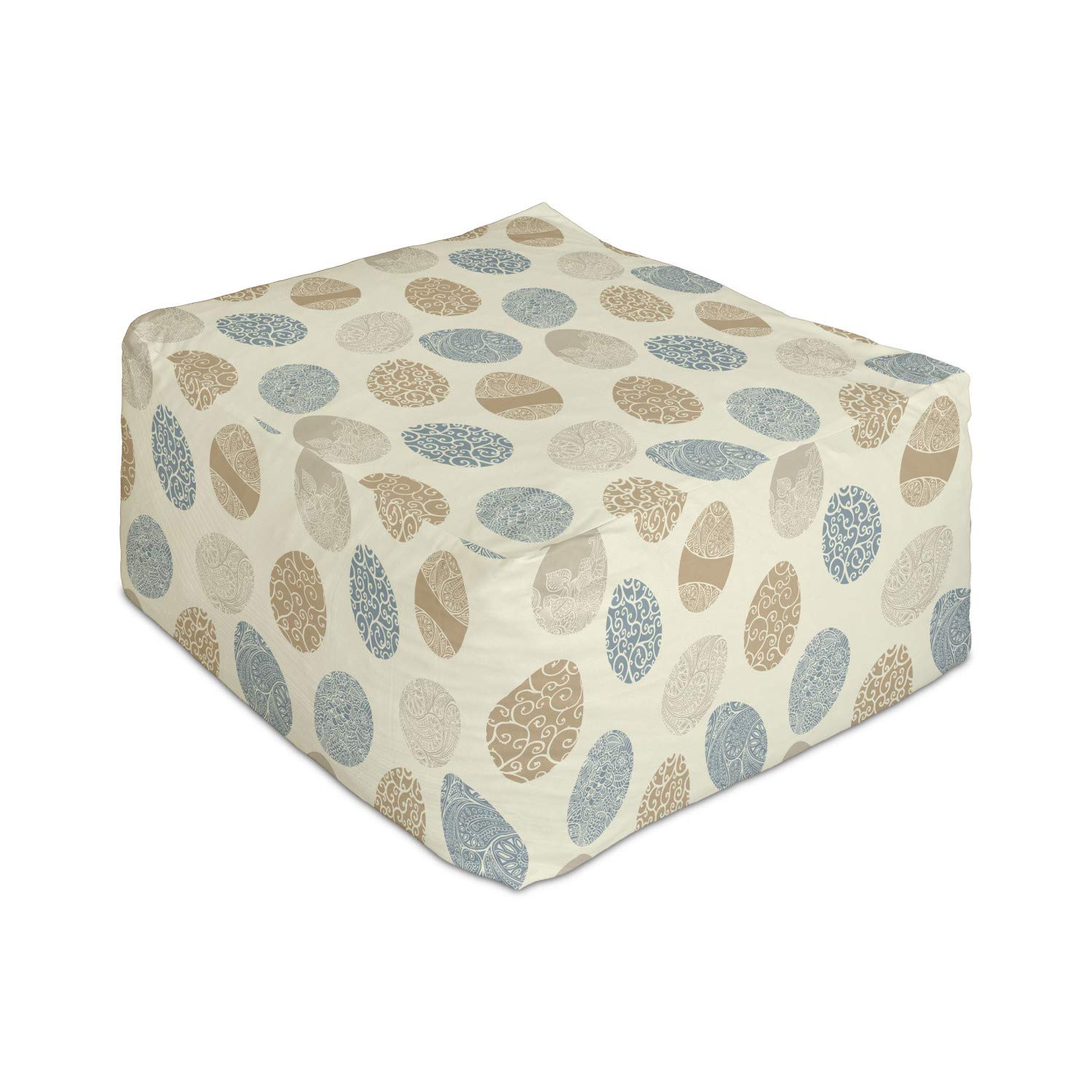Ambesonne Easter Rectangle Pouf Foot Stool - Floral Pattern Ottoman with Removable Cover, 25