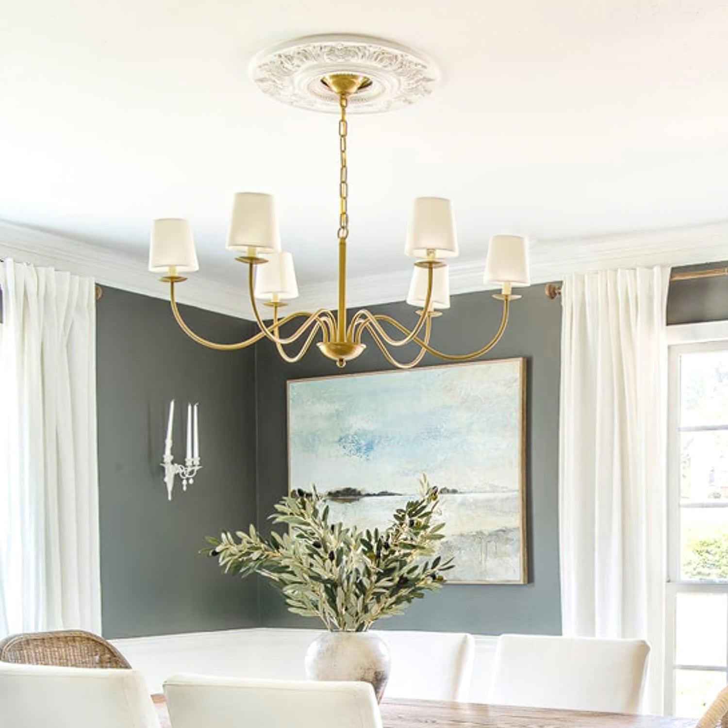 Eclipse Chandelier - Modern Crystal Ceiling Light Fixture for Dining Room, Living Room & Bedroom | Elegant Home Decor Lighting