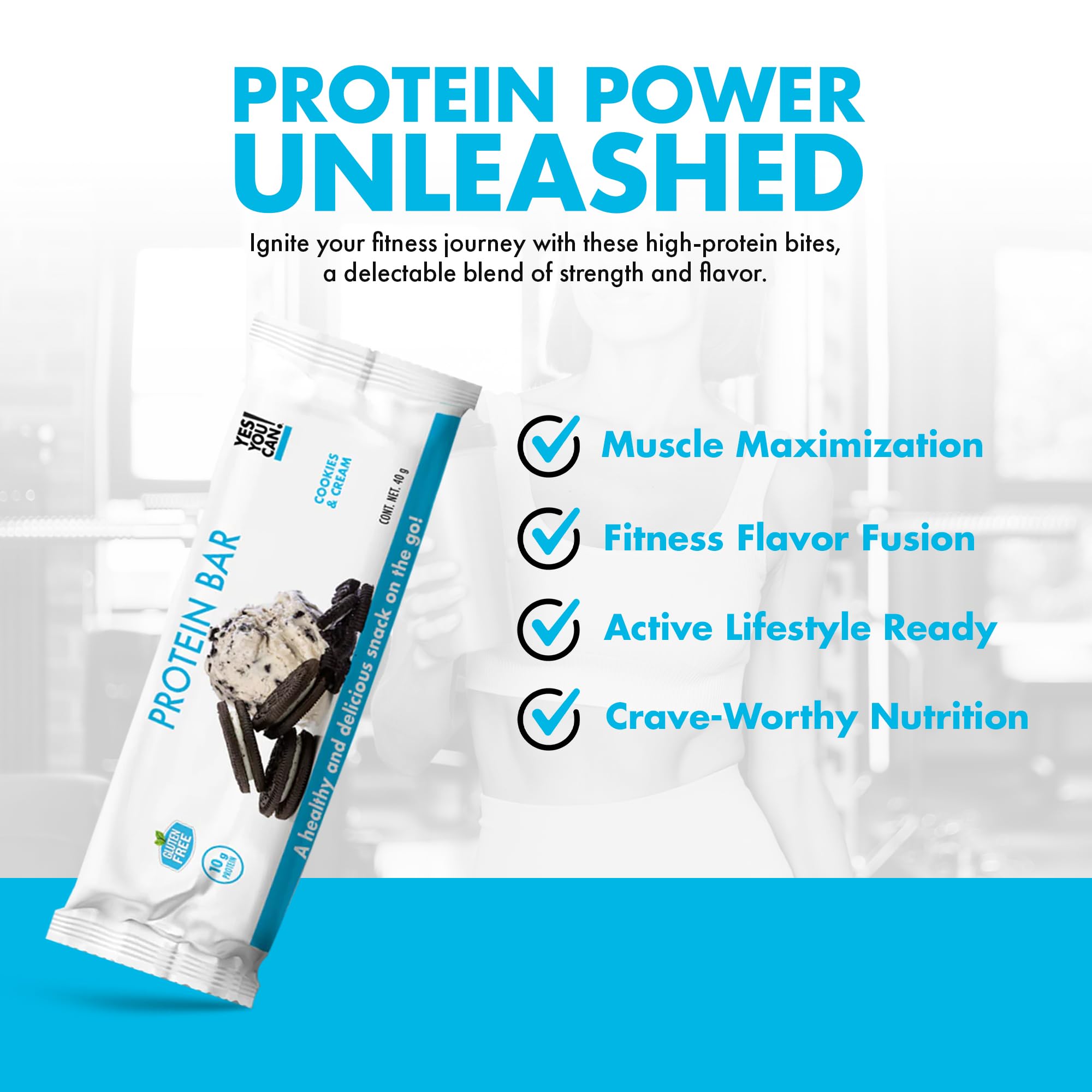 Yes You Can! High Protein Bars - Box of 7 | Delicious Protein Snacks for Family, Healthy On-the-Go Nutrition | Perfect for Workouts, Hiking & School Lunch (Cookies & Cream Flavor)