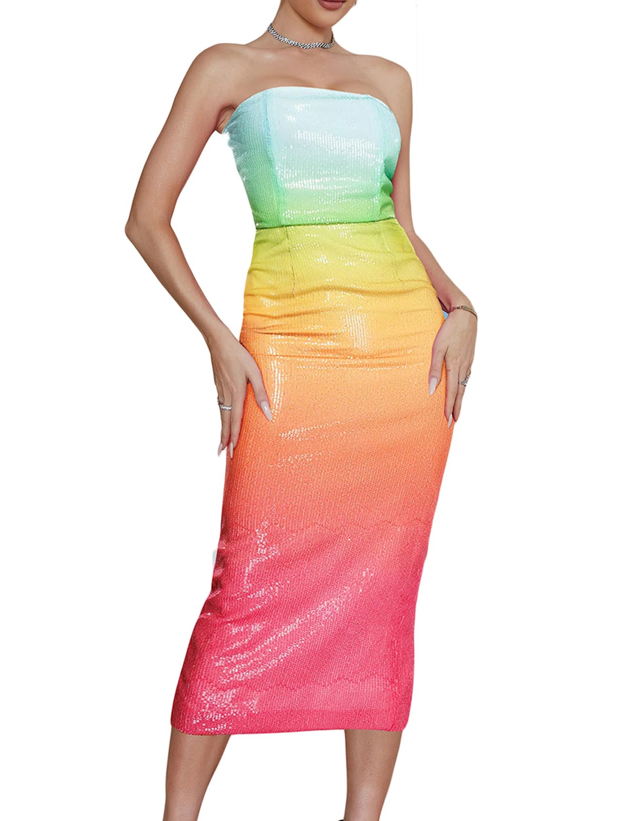 Strapless Bandage Bodycon Dress for Women - Celebrity Midi Evening Party Dress | Perfect for Cocktail Parties, Date Nights & Special Occasions