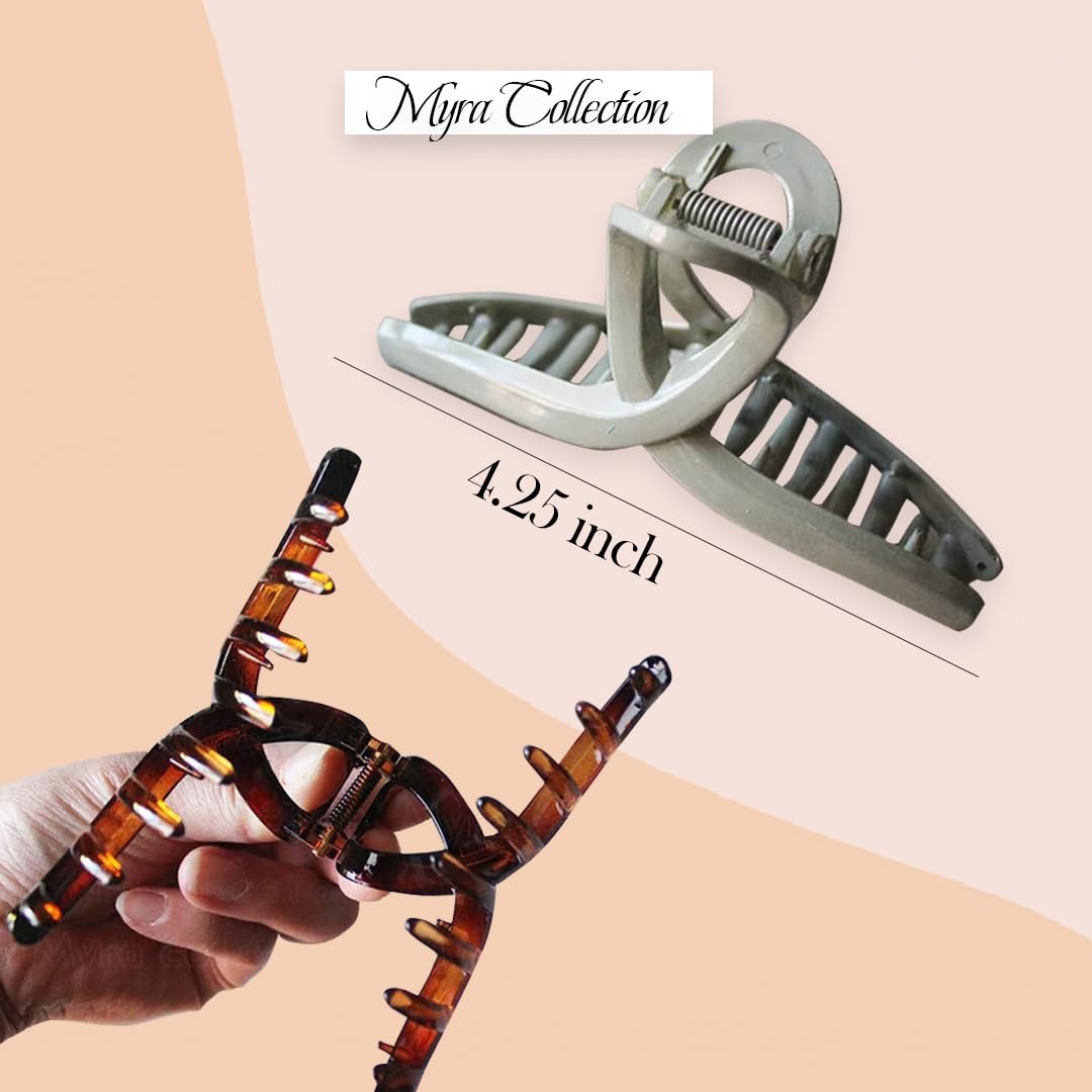 Myra Collection 5-Piece Large Hair Claw Clips - Simple & Elegant Hair Accessories for Women & Girls - Perfect for Updos, Ponytails and Everyday Hairstyles