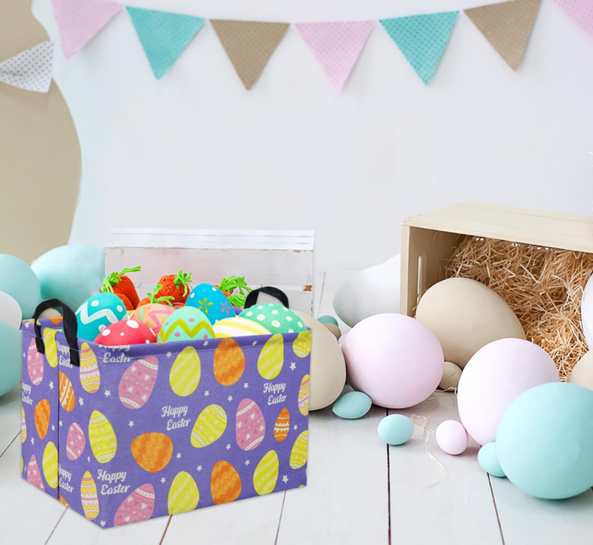 Purple Rectangular Easter Basket - Easter Egg Gift Basket, Baby Storage Bin, Kids Toy Organizer, Book Shelf Basket - Perfect for Easter Decor, Room Storage & Holiday Gifting
