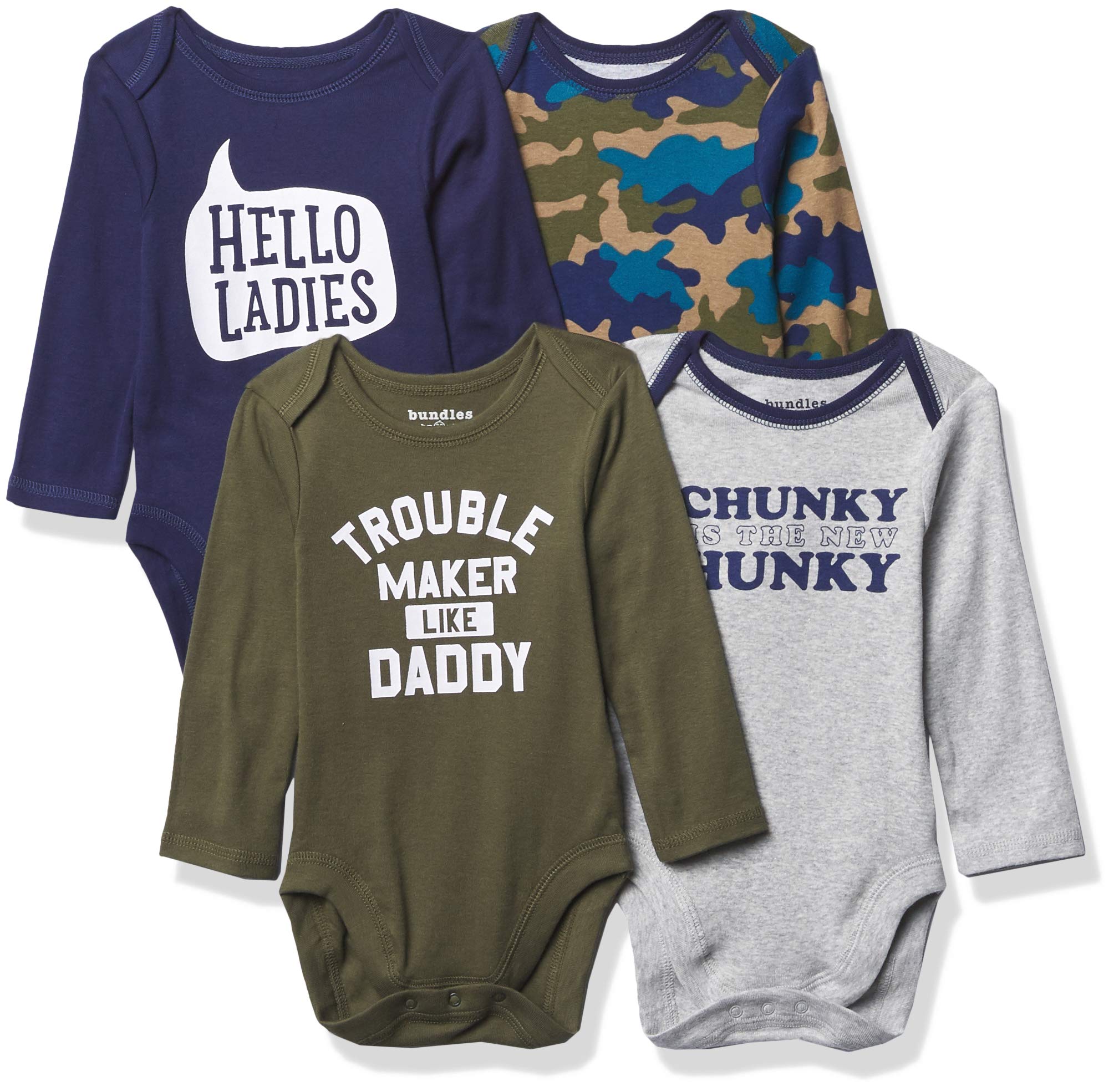 The Children's Place Baby Boys' Trouble Maker Bodysuit 4-Pack - Soft Cotton Onesies for Newborns & Infants - Perfect for Playtime, Daycare & Family Photos
