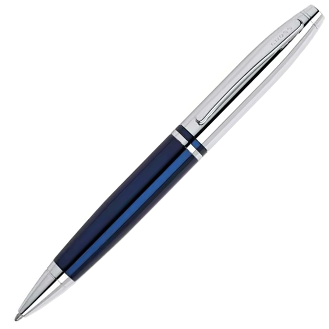 Premium Cross Calais Ballpoint Pen - Chrome & Blue Lacquer Finish - Elegant Writing Instrument for Office, Business Gifts & Professional Use