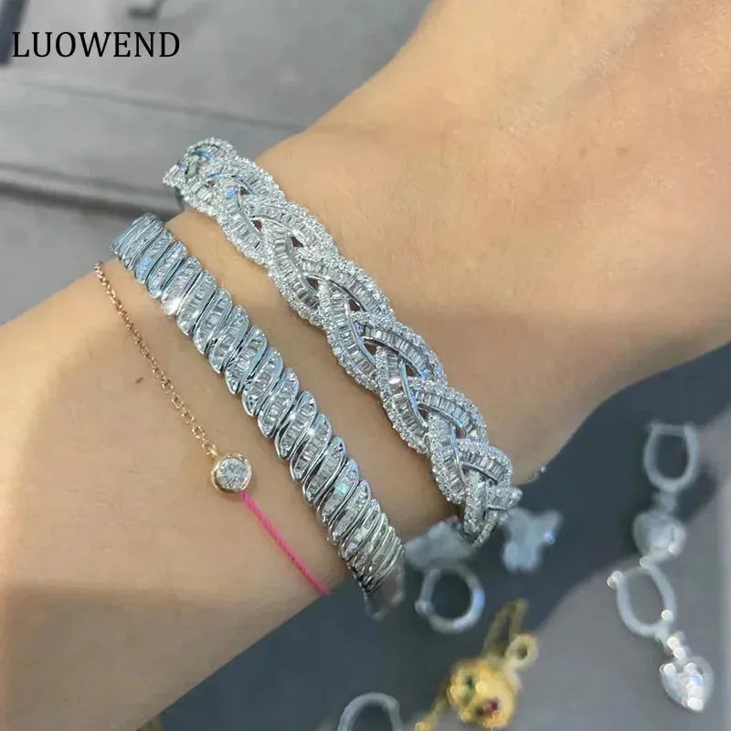 18K White Gold Diamond Bracelet for Women - Real Natural Diamonds, Wide Cuban Chain Design, Luxury Fashion Jewelry - Perfect for Parties, Weddings & Special Occasions