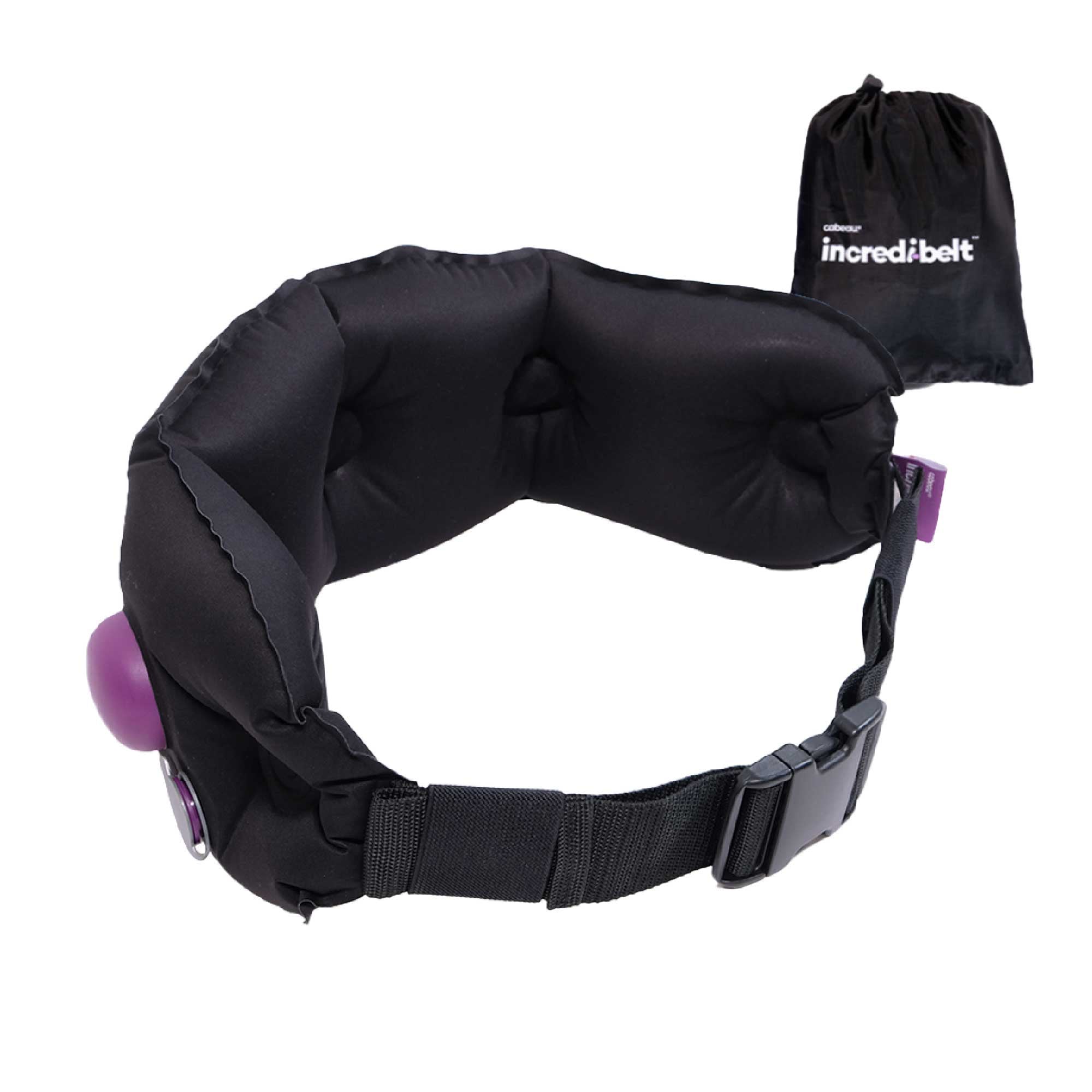 Cabeau Incredi Belt Inflatable Lumbar Support Belt for Back Pain Relief - Adjustable Posture Corrector - One Size Fits All (Black) - Perfect for Office Chairs, Car Seats & Travel