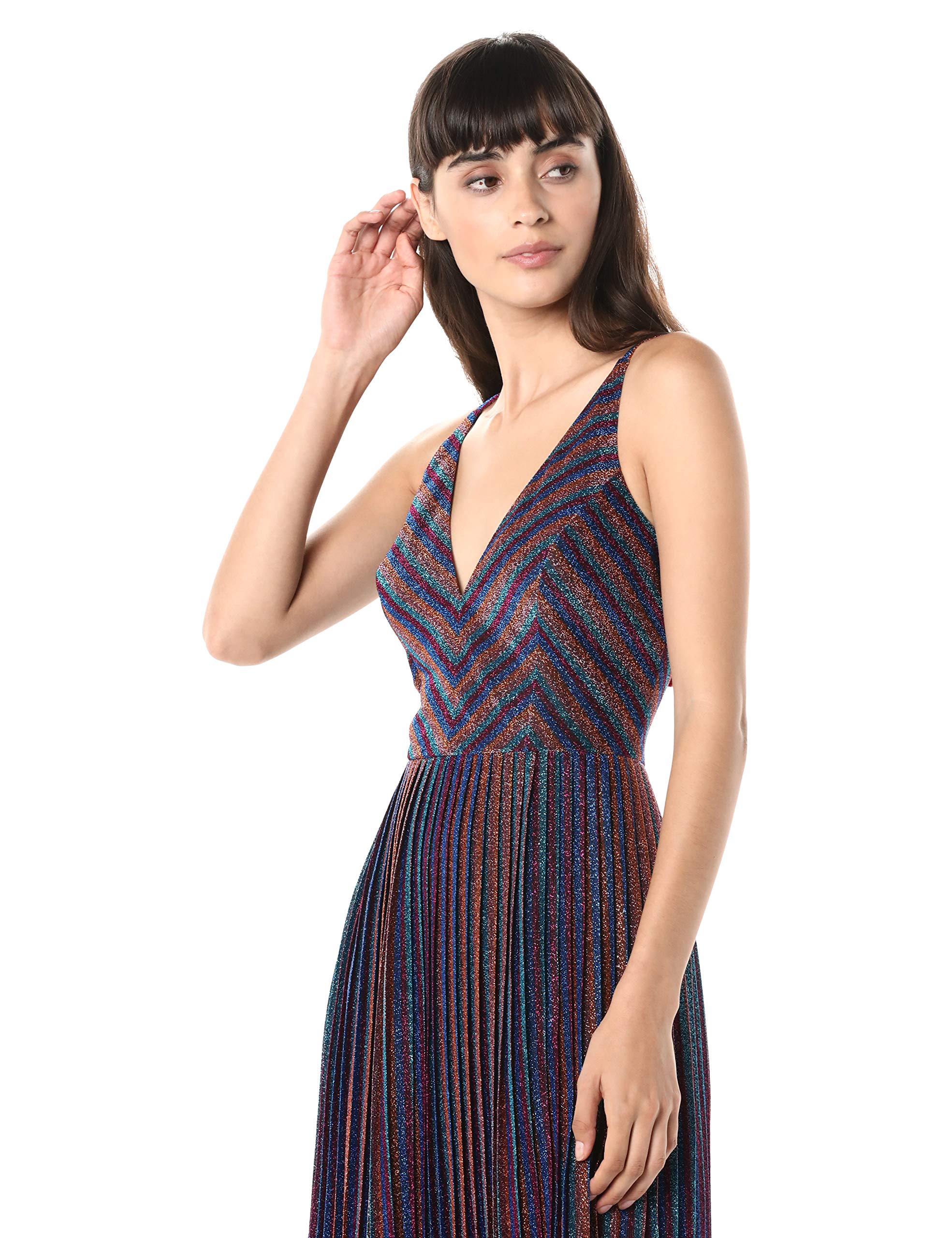 Dress the Population Women's Haley Sleeveless V-Neck Fit & Flare Pleated Party Dress - Elegant Evening Gown for Cocktail Parties, Weddings & Special Occasions