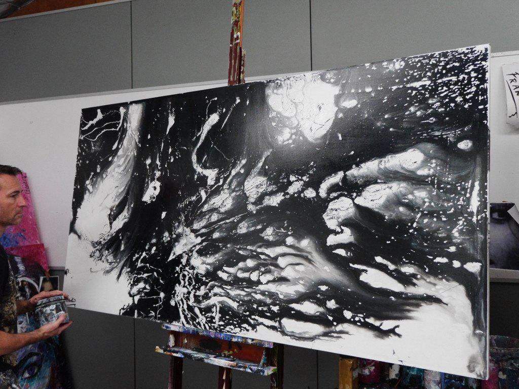 Black and White Abstract Marble Painting - 190cm x 100cm Modern Canvas Wall Art for Living Room, Bedroom & Office Decor