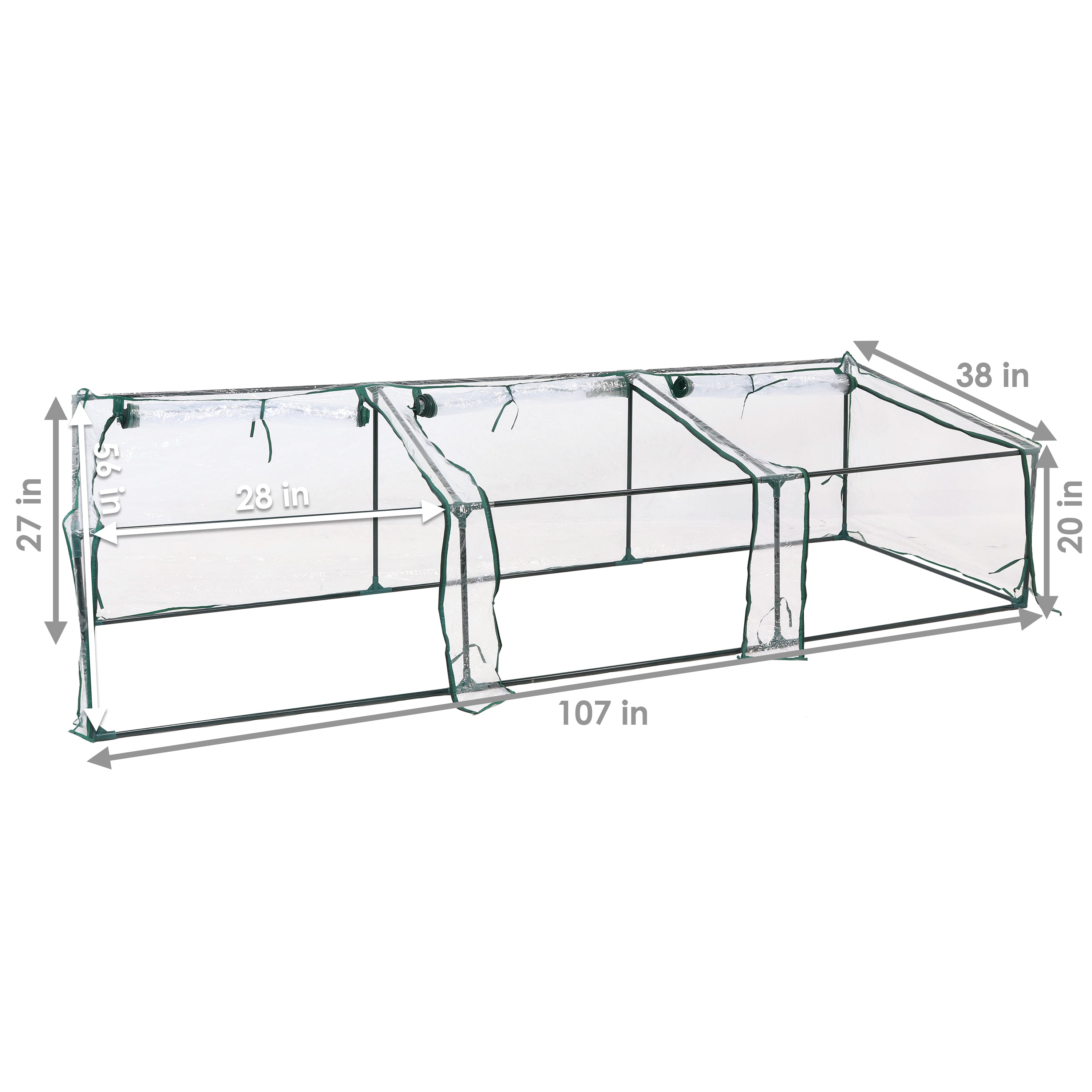 Sunnydaze Slanted Mini Cloche Greenhouse with Zippered Doors - Clear Small Plant Cover for Indoor/Outdoor Gardening, Seed Starting & Plant Protection