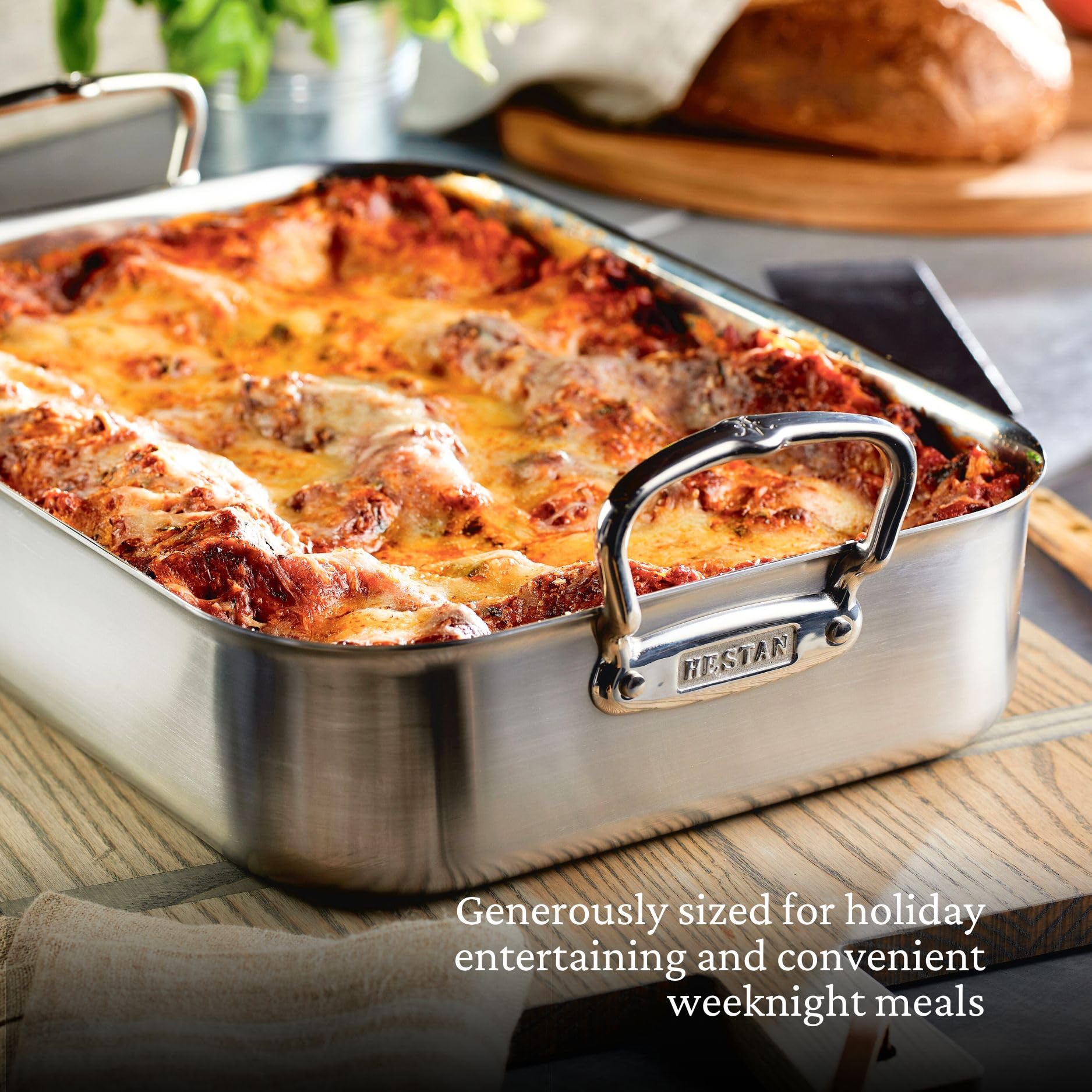 Hestan Stainless Steel Classic Roaster with Rack - Induction Cooktop & Oven Safe - Perfect for Holiday Turkey, Prime Rib & Large Roasts