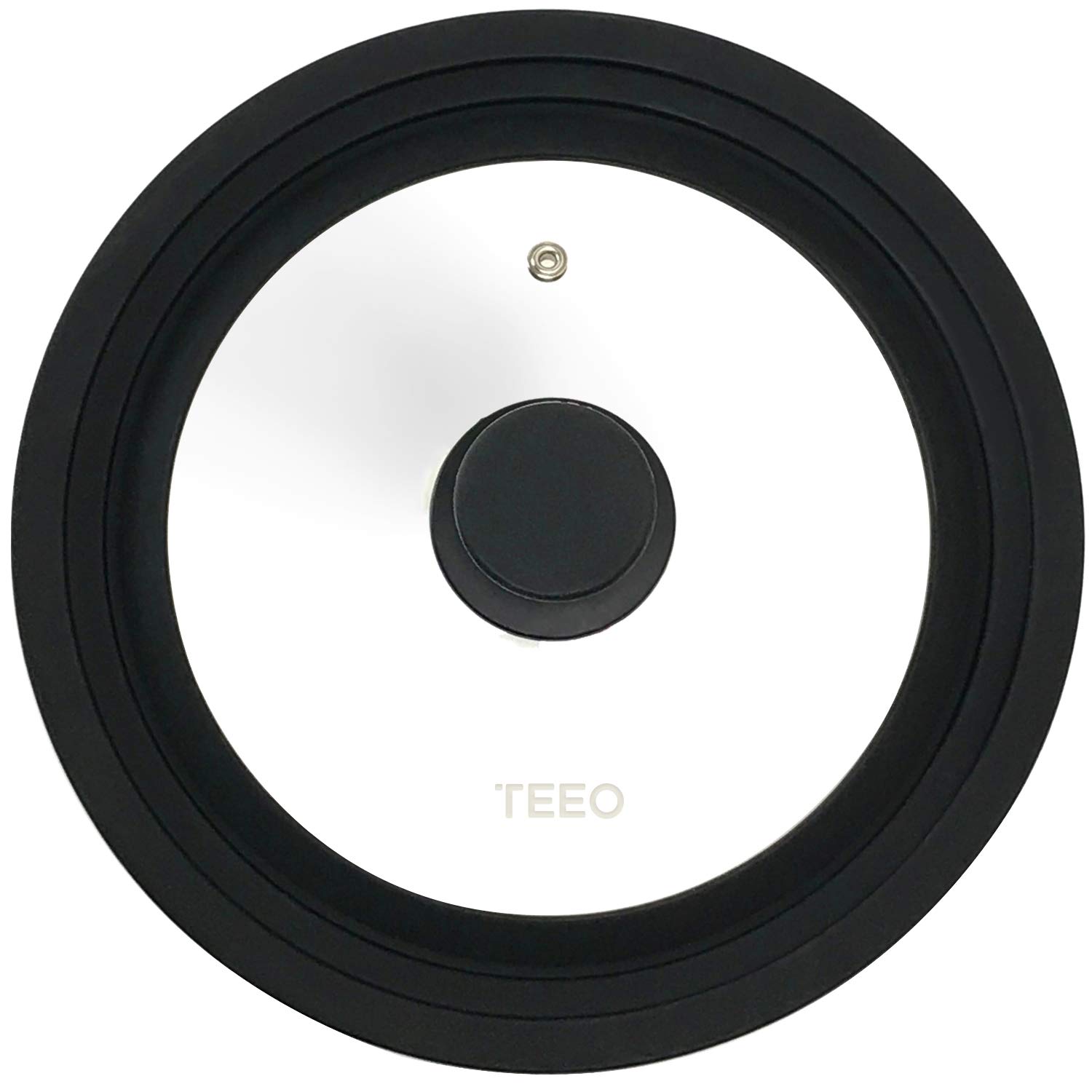 Teeo Universal 8 Inch Cast Iron Pot Lid - Tempered Glass with Silicone Rim & Cool Touch Handle - Steam Vent & Dishwasher Safe - Fits 8/8.5/9.5 Inch Pans - Black - Perfect for Frying Pans, Skillets & Dutch Ovens