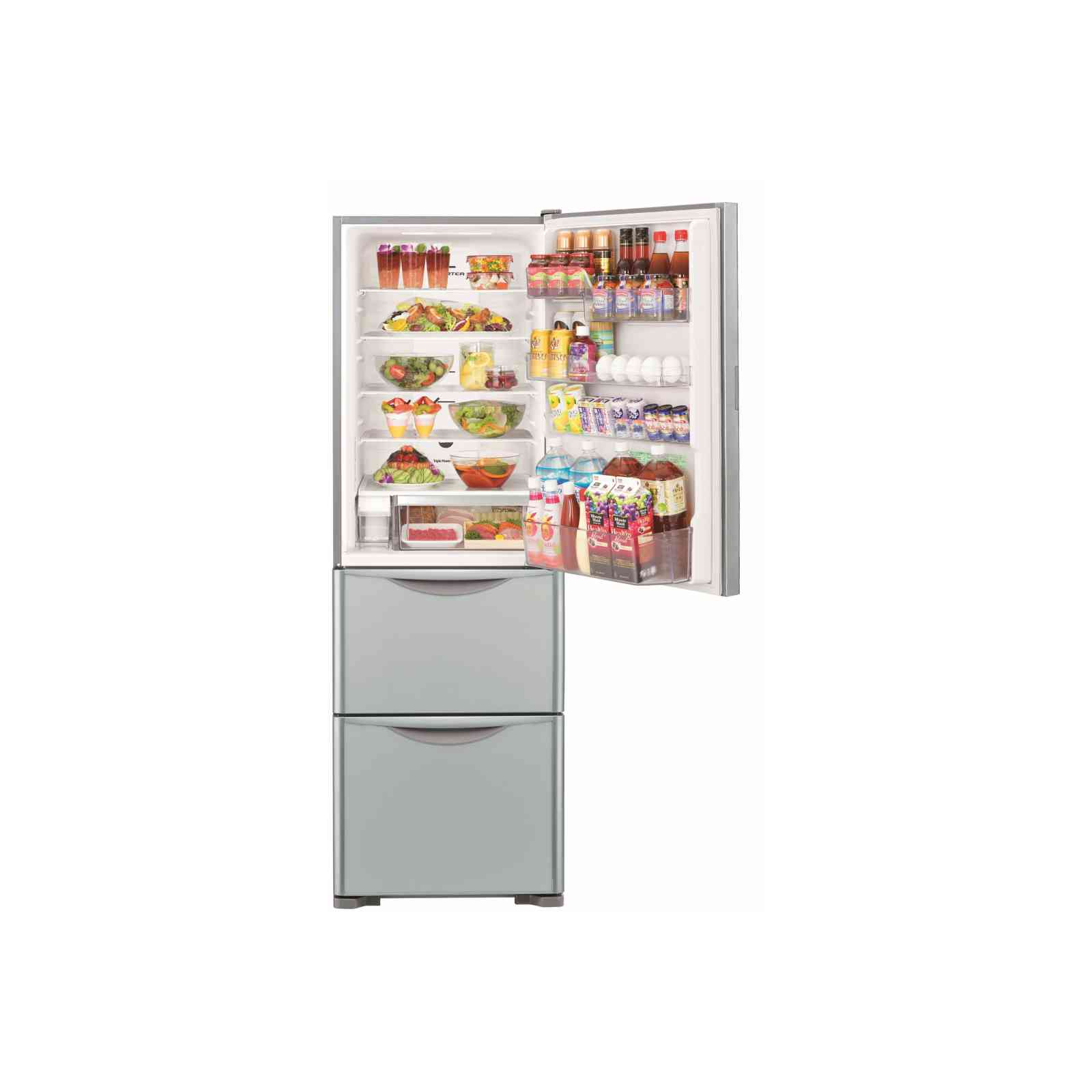Hitachi 329L 3-Door Refrigerator R-SG38KPS GS - Energy Efficient French Door Fridge with Spacious Storage for Kitchen, Home, and Office Use