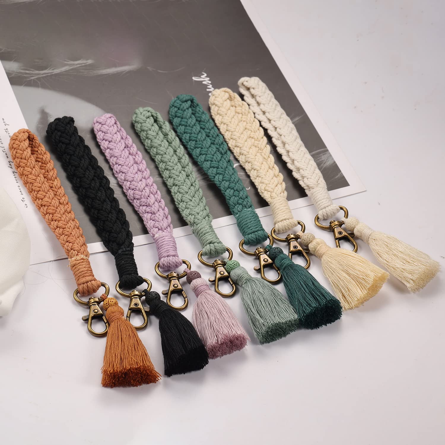 XGALBLA Soft Macrame Keychain - Boho Handmade Wristlet Bracelet & Key Holder for Women - Country Style Wrist Lanyard - Perfect for Keys, ID Cards, and Everyday Carry Accessories