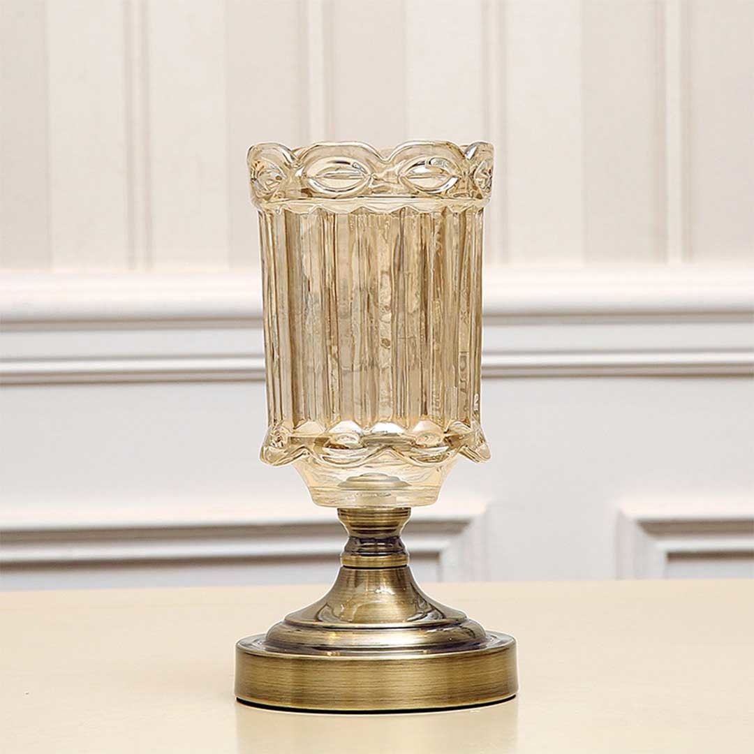 25cm Clear Glass Flower Vase with Sturdy Metal Base - Perfect for Home Decor, Wedding Centerpieces & Tabletop Arrangements