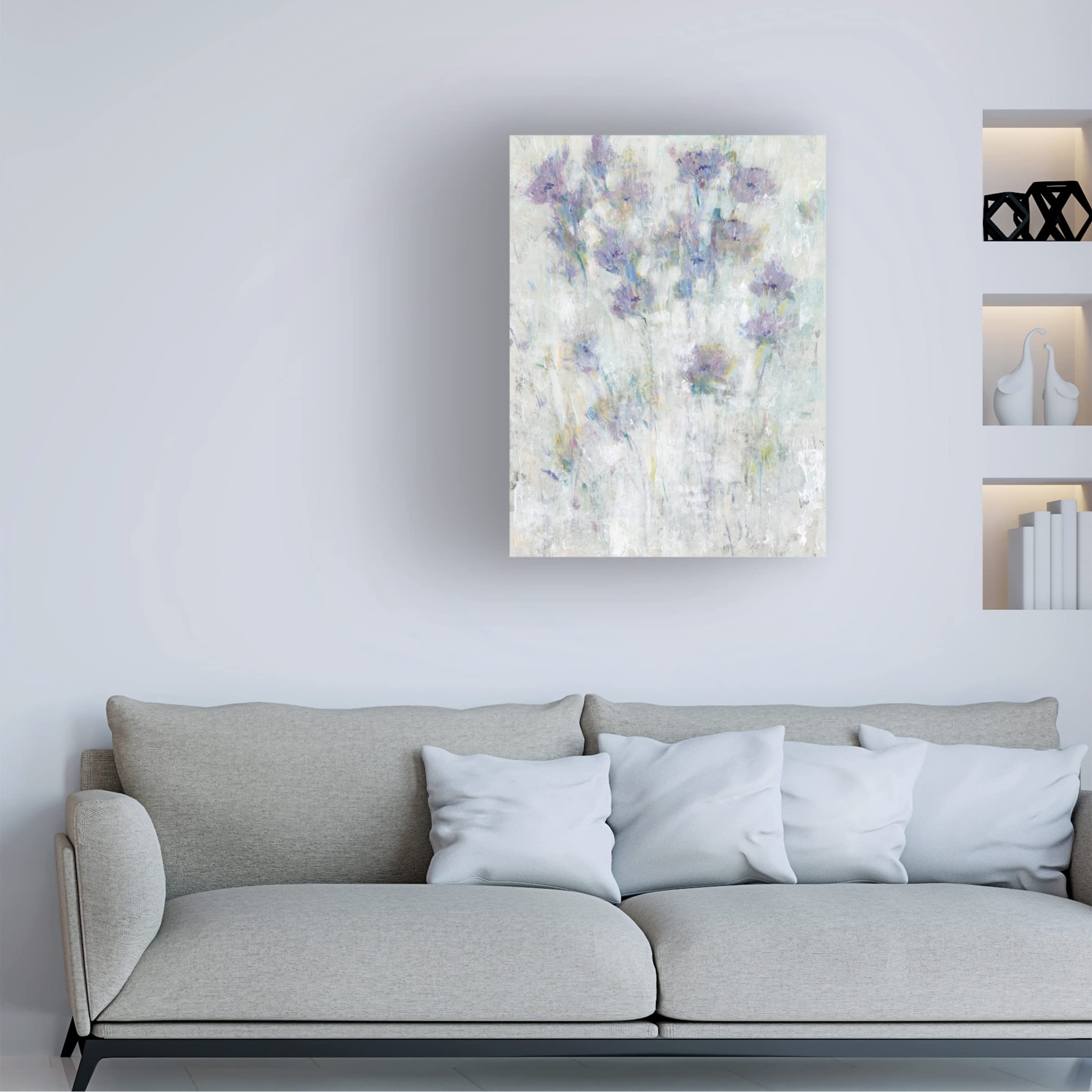 Tim O'Toole Lavender Floral Fresco I Canvas Art Print - 24x32 Inch Handmade Wall Decor for Living Room, Bedroom & Office