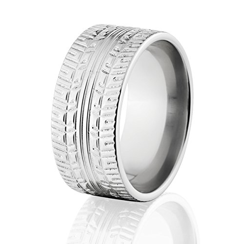 Premium Cobalt Ring for Men - Tire Tread Design Wedding Band - Handcrafted in USA - TJS Brand - Durable & Hypoallergenic - Perfect for Engagements, Anniversaries & Everyday Wear