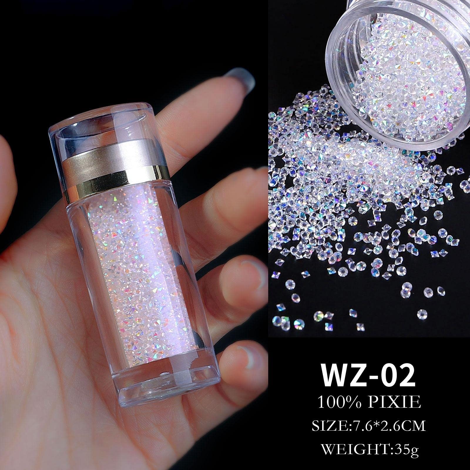 Sharplace Nail Crystals AB Rhinestones - Micro Pixie Beads for Nail Art, DIY Crafts & Fashion Decor | Iridescent Tiny Gems for Clothes, Face Beauty & Nail Designs (15.5g) | Perfect for Manicures, Costume Jewelry & Home Decoration