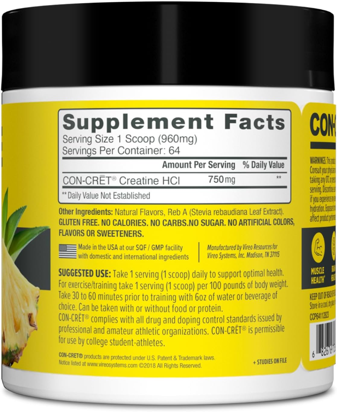 CON CRĒT Creatine HCL Powder - Premium Creatine Hydrochloride Supplement for Muscle Growth & Strength - Ideal for Athletes, Bodybuilders & Fitness Enthusiasts - Pre-Workout & Post-Workout Recovery