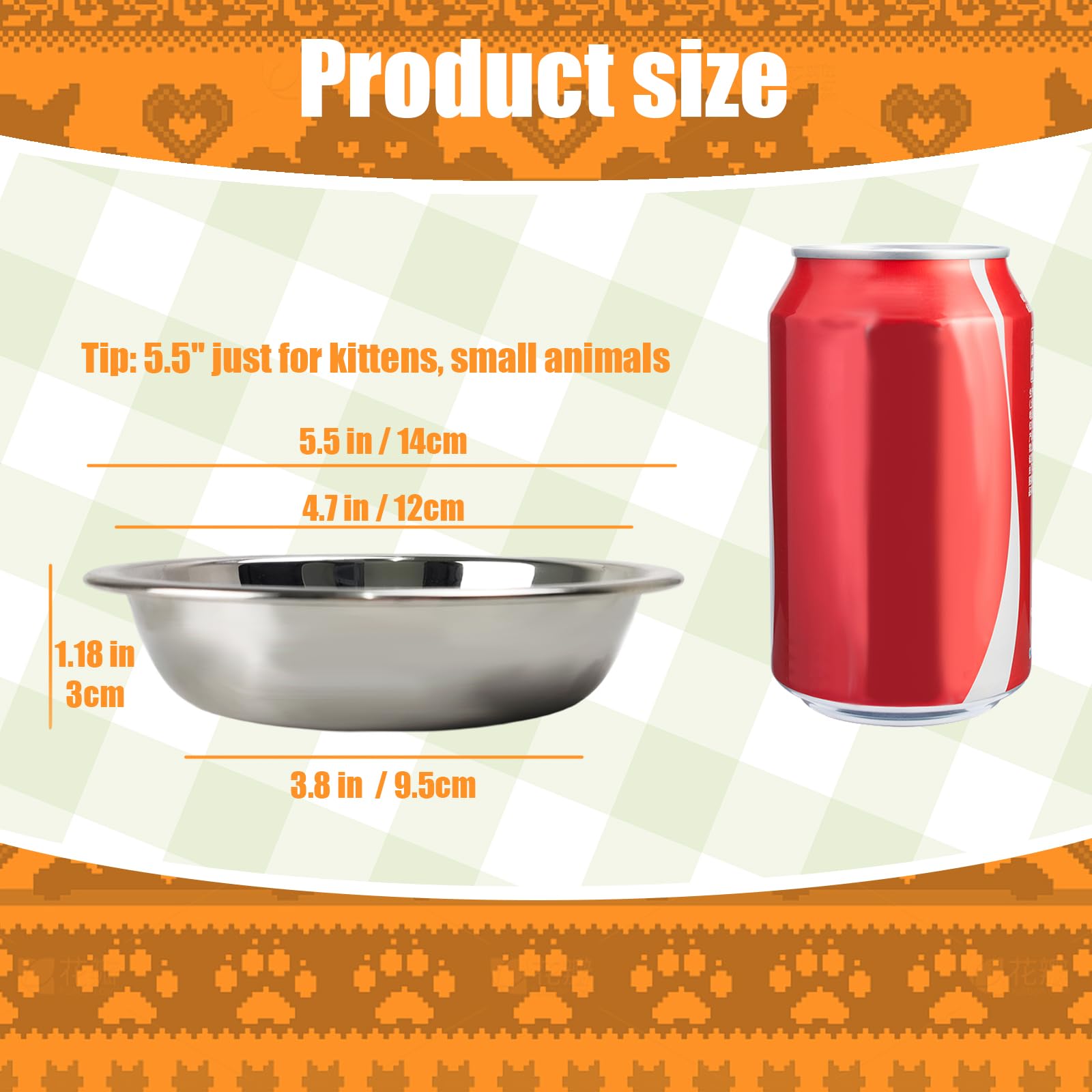 4 Pack Stainless Steel Cat Bowls - 5.5 Inch Elevated Pet Food Dishes for Indoor Cats, Anti-Whisker Fatigue Shallow Bowls with Non-Slip Base - Perfect for Kittens, Adult Cats & Multiple Cat Households - Ideal for Dry/Wet Food & Water Feeding Station