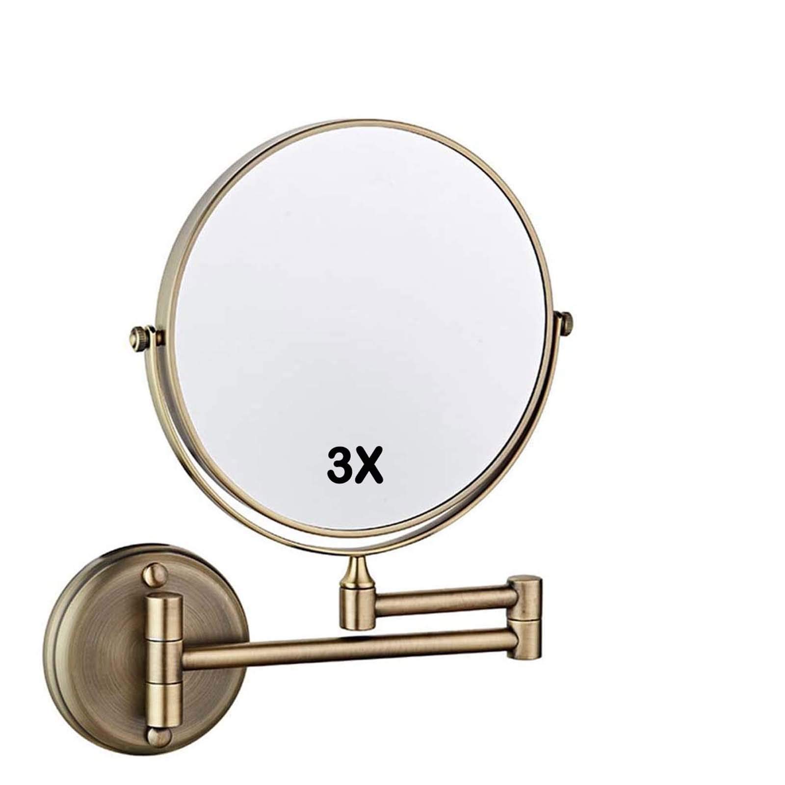 8 Inch Round Wall Mounted Makeup Mirror with 3X Magnification - Double Sided Vanity Mirror, 360° Rotation for Perfect Makeup, Shaving & Facial Care | Ideal for Bathroom, Bedroom & Dressing Room