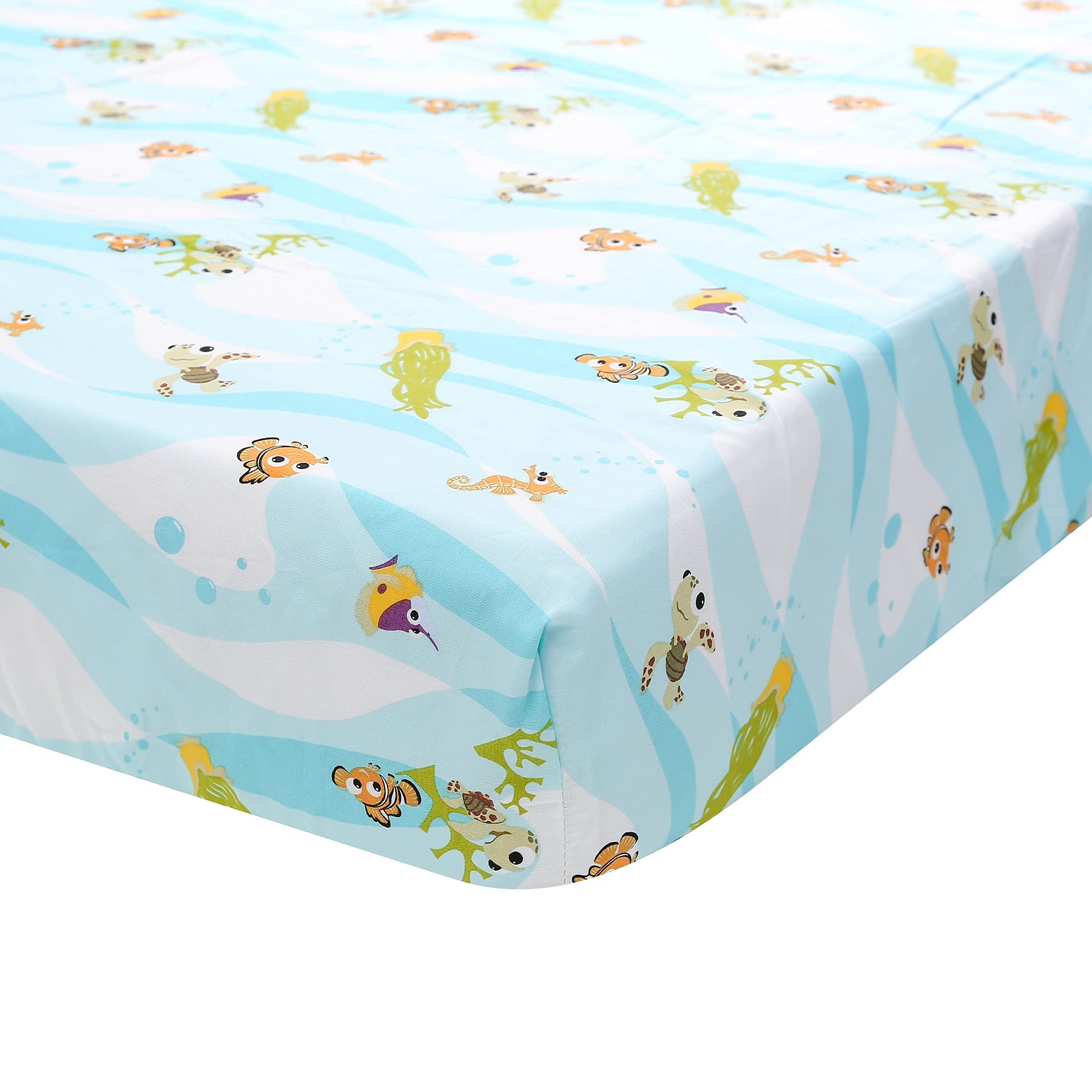 7-Piece Ocean Themed Baby Crib Bedding Set - Turtle & Clownfish Embroidery, Includes Quilt, Fitted Sheet, Skirt, Valance & 3 Wall Decor (Nursery, Baby Girl & Boy) | Perfect for Underwater-Themed Nursery Decor & Newborn Gifts