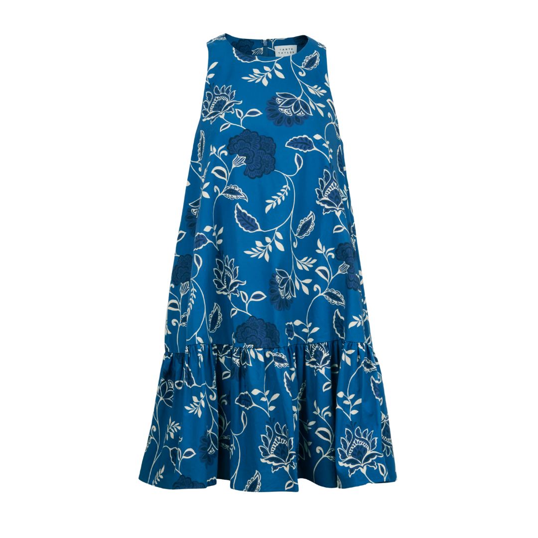 French Blue Jessie Dress - Elegant Floral Summer Dress for Women | Perfect for Beach Vacations, Weddings & Date Nights