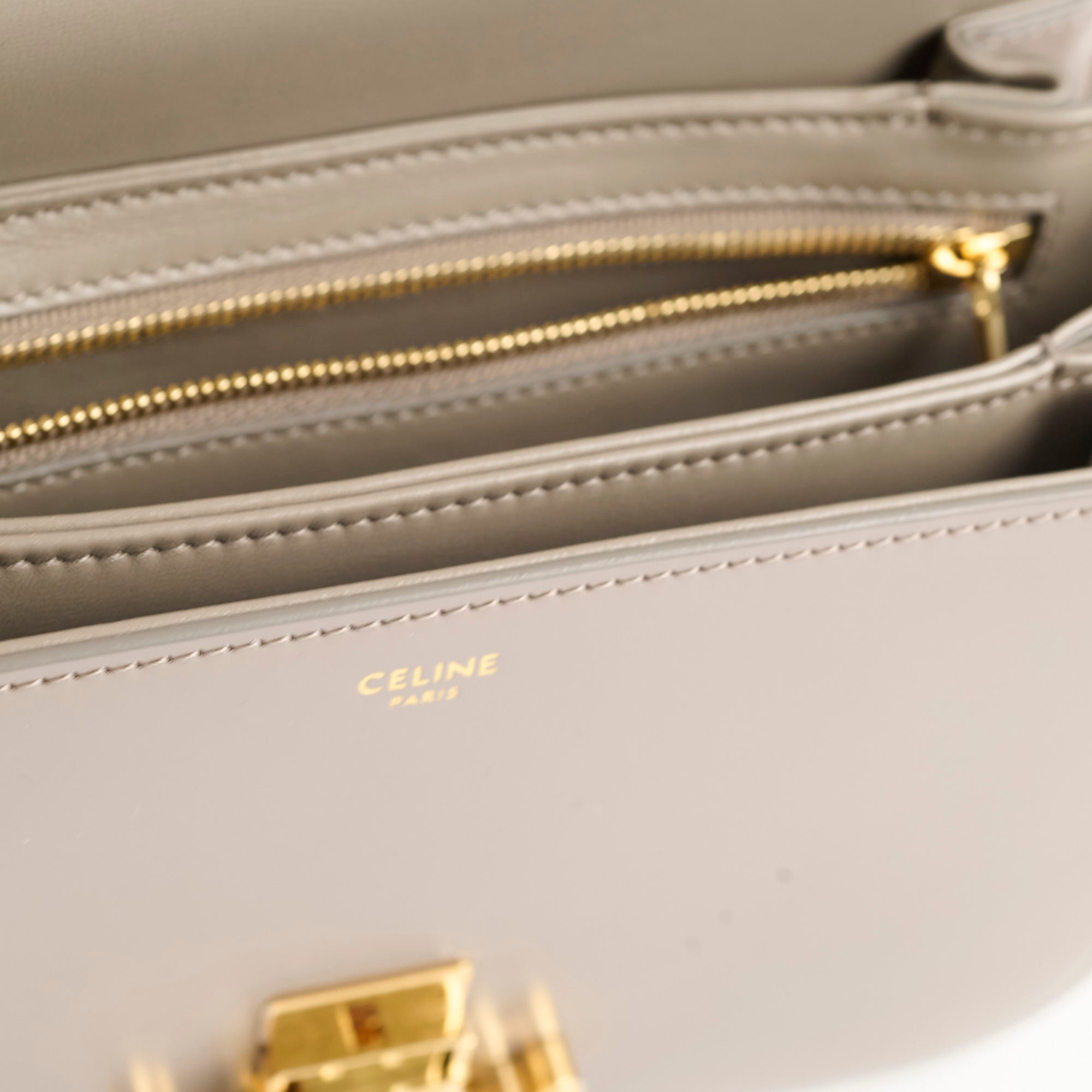 Celine Classique Medium Triomphe Bag Pebble Leather Shoulder Bag for Women | Luxury Designer Handbag for Work, Travel & Everyday Use