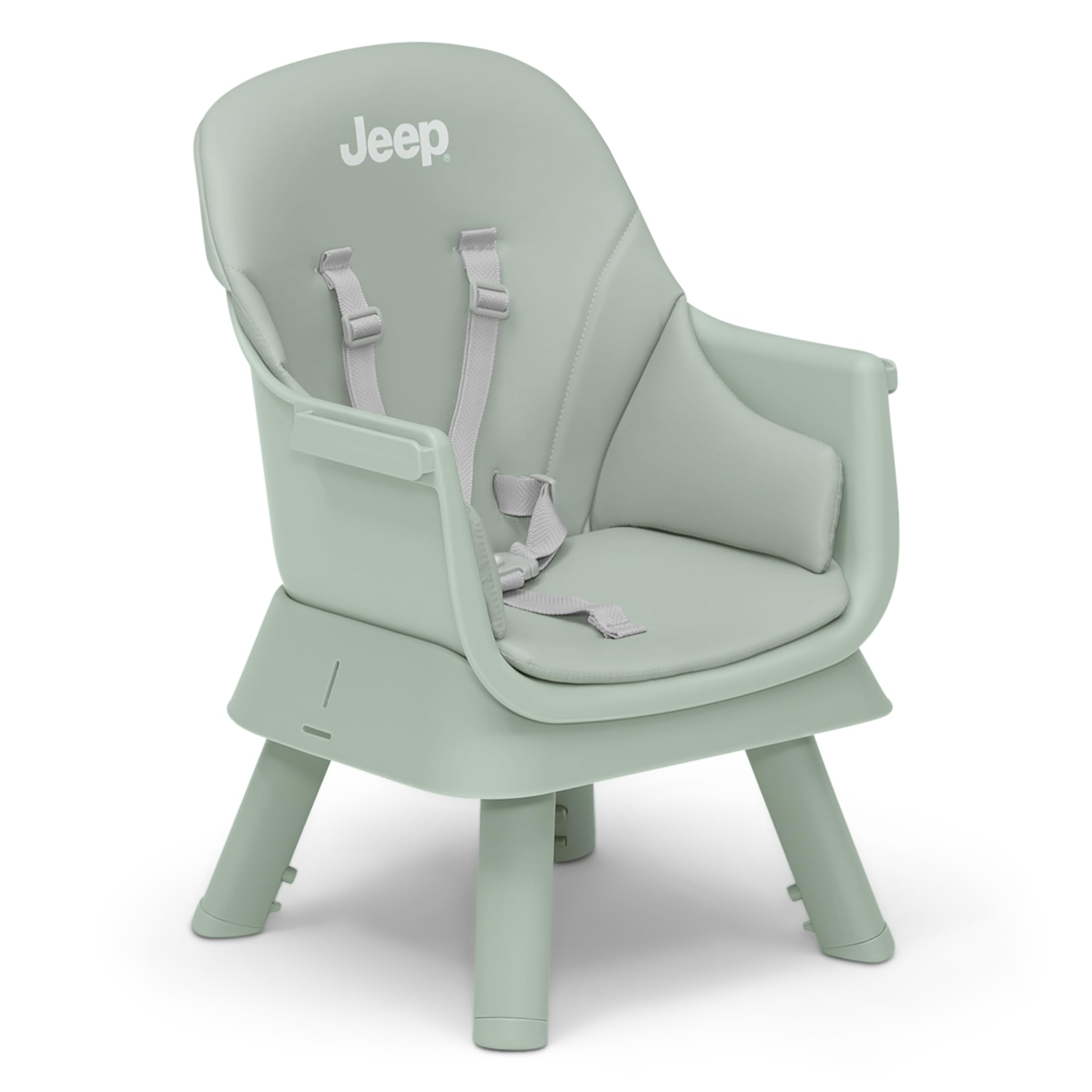 Delta Children Jeep Milestone 6-in-1 Convertible High Chair - Transforms to Stool, Booster Seat, Toddler Chair, Activity Table & Desk Set in Sage Green - Perfect for Dining, Playtime & Learning Activities